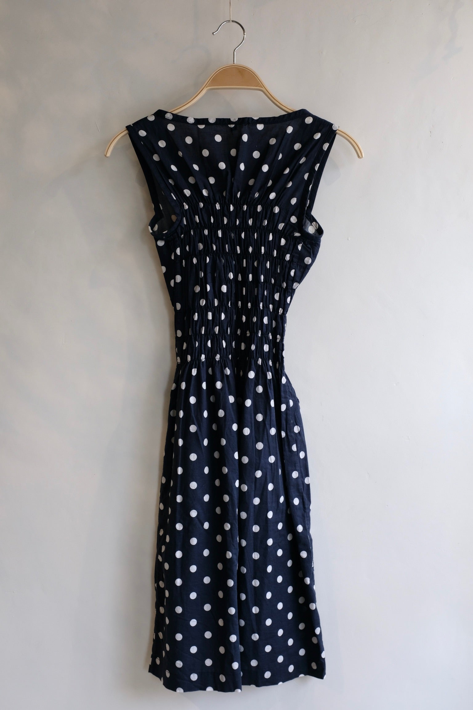 Pre-loved Modaspia Navy and White Polkadot Fiji dress / Size XS
