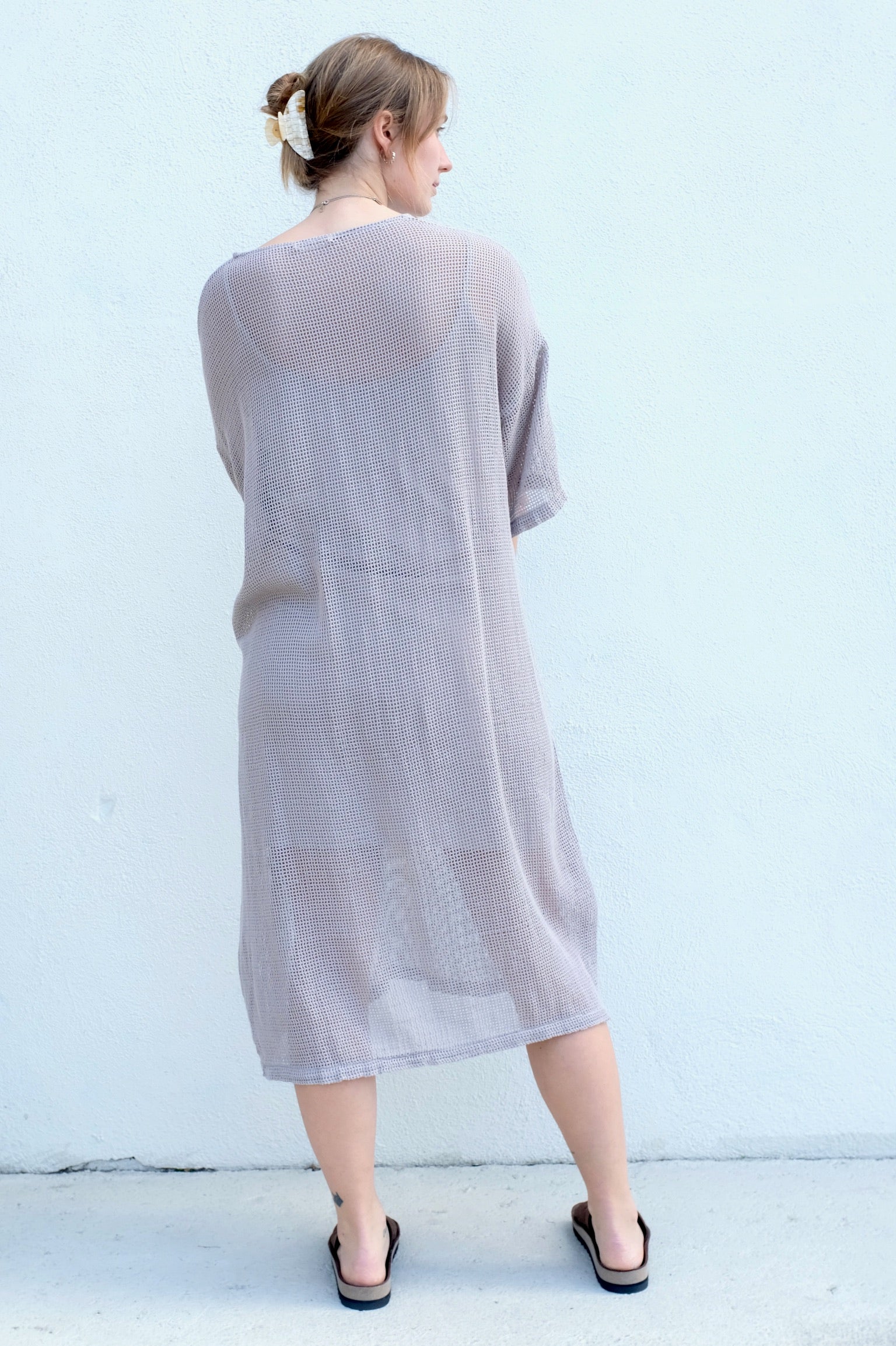 Black Crane Long Tee Dress / Stone