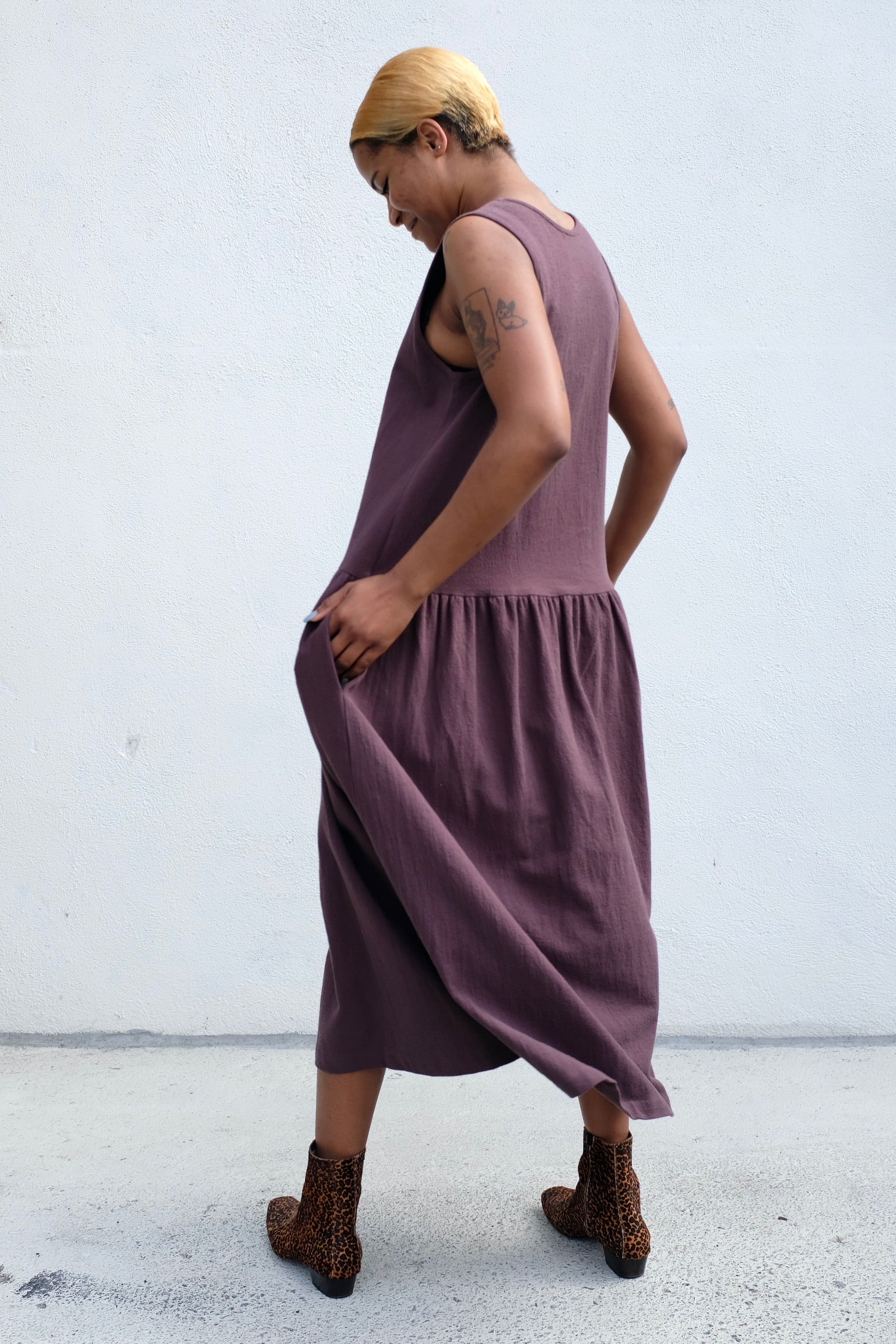 Black Crane TANK Dress FW / Plum