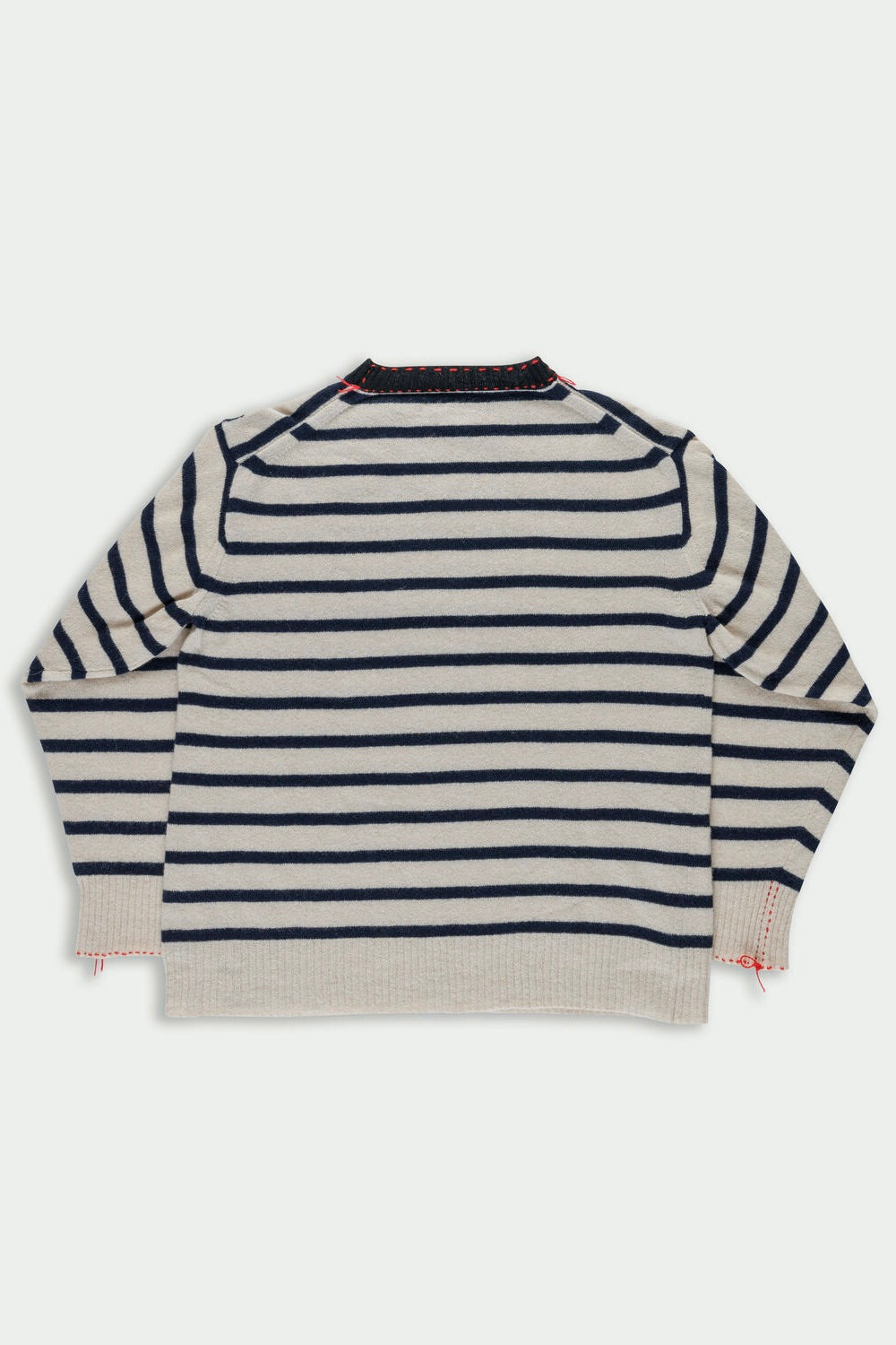 La Fetiche Olga Striped Crewneck Sweater / Oatmeal Navy Black