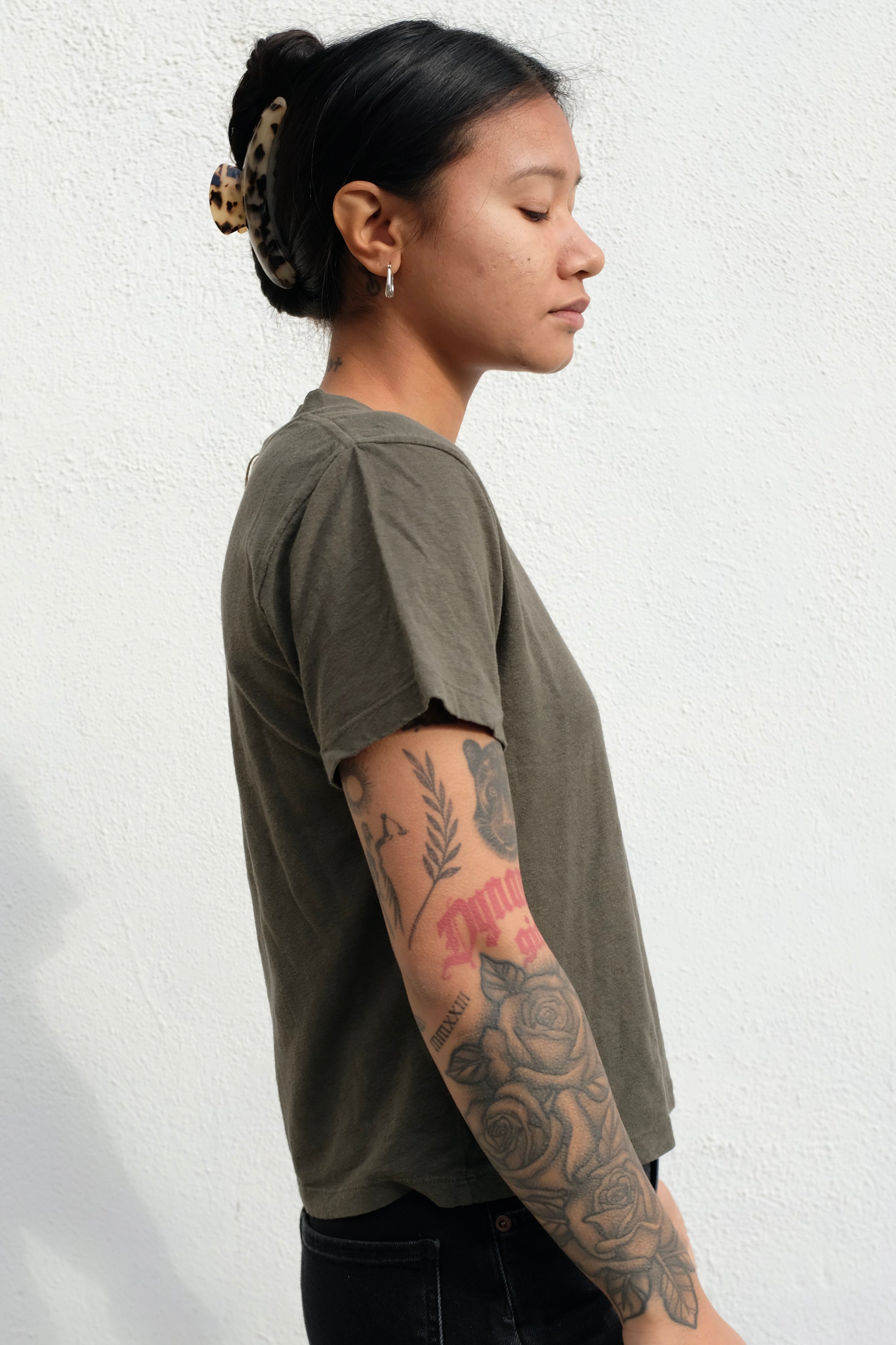 Cropped Lorel Tee / Olive Green