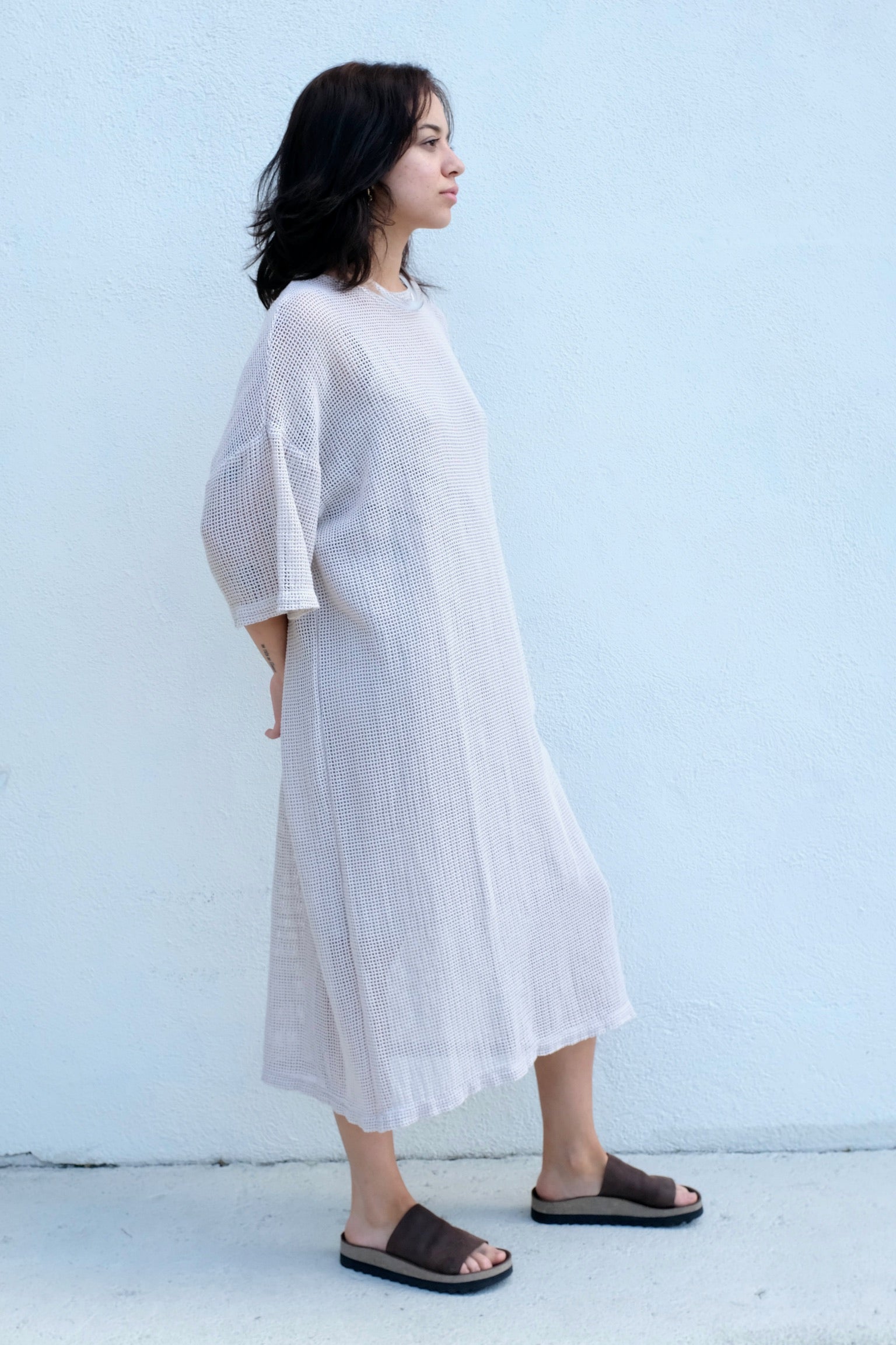 Black Crane Long Tee Dress / Cloud