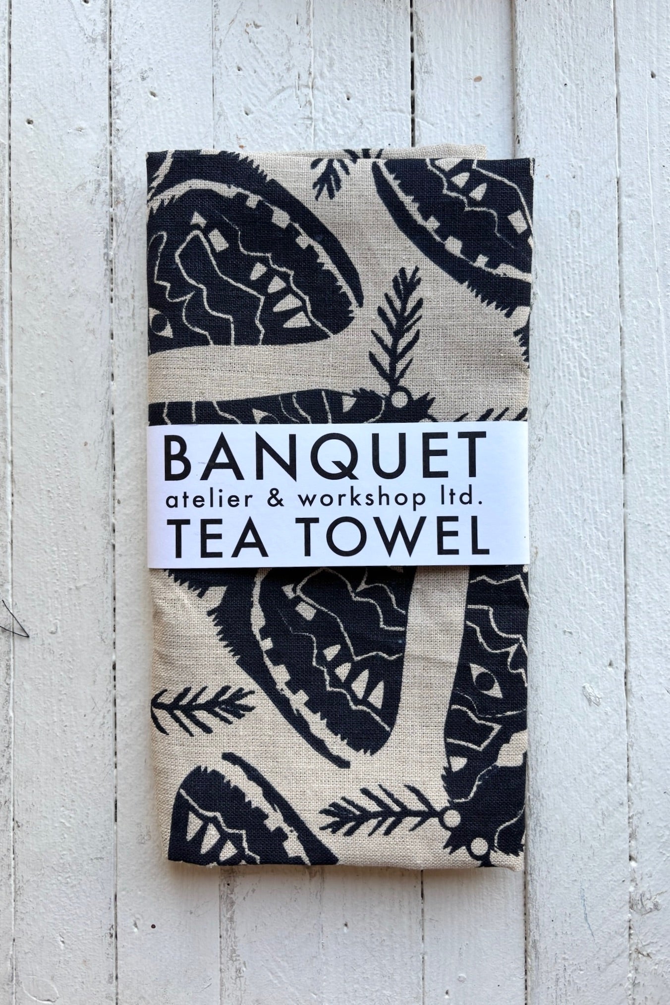 Linen Tea Towel / Cool Black Moths