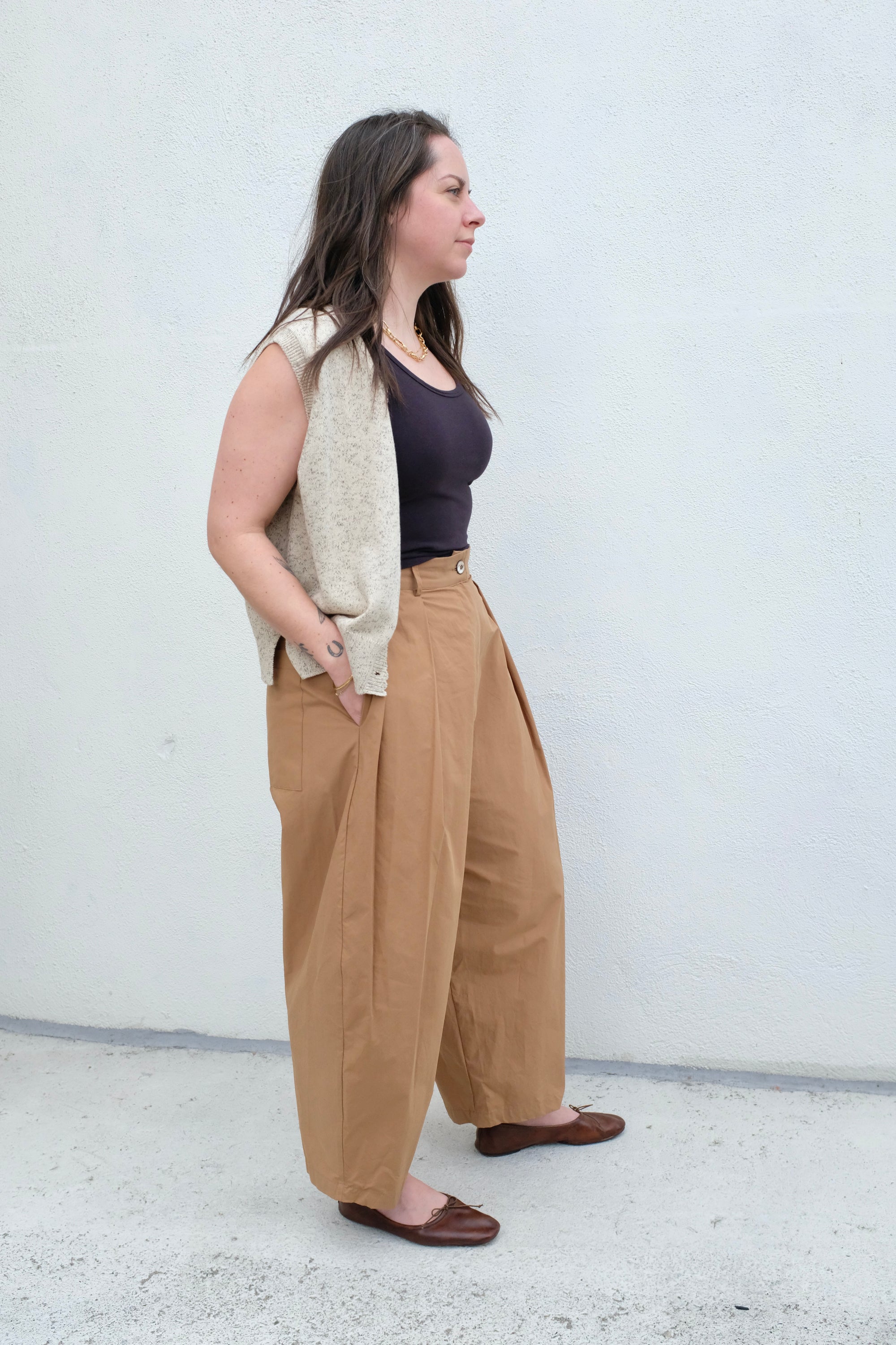 Modern Weaving Voluminous Pleat Trouser / Sierra