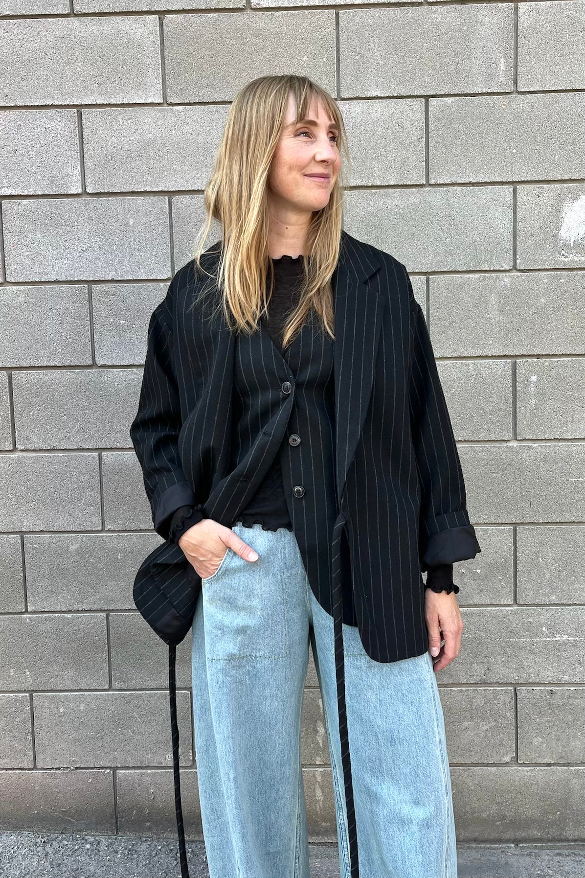 Juliette Vest / Black Pinstripe