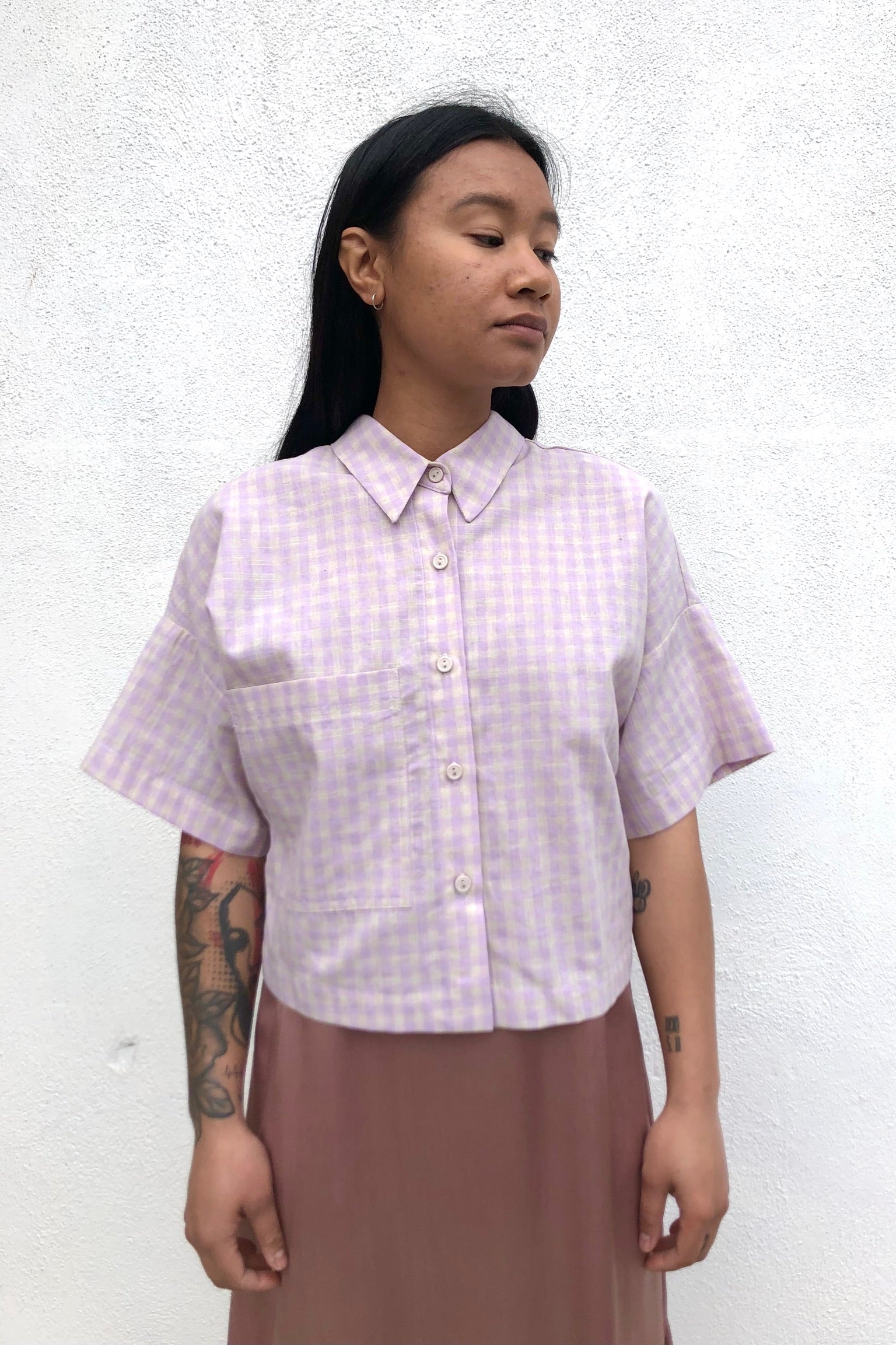 Eve Gravel Loounie Shirt / Naturel+Lilas