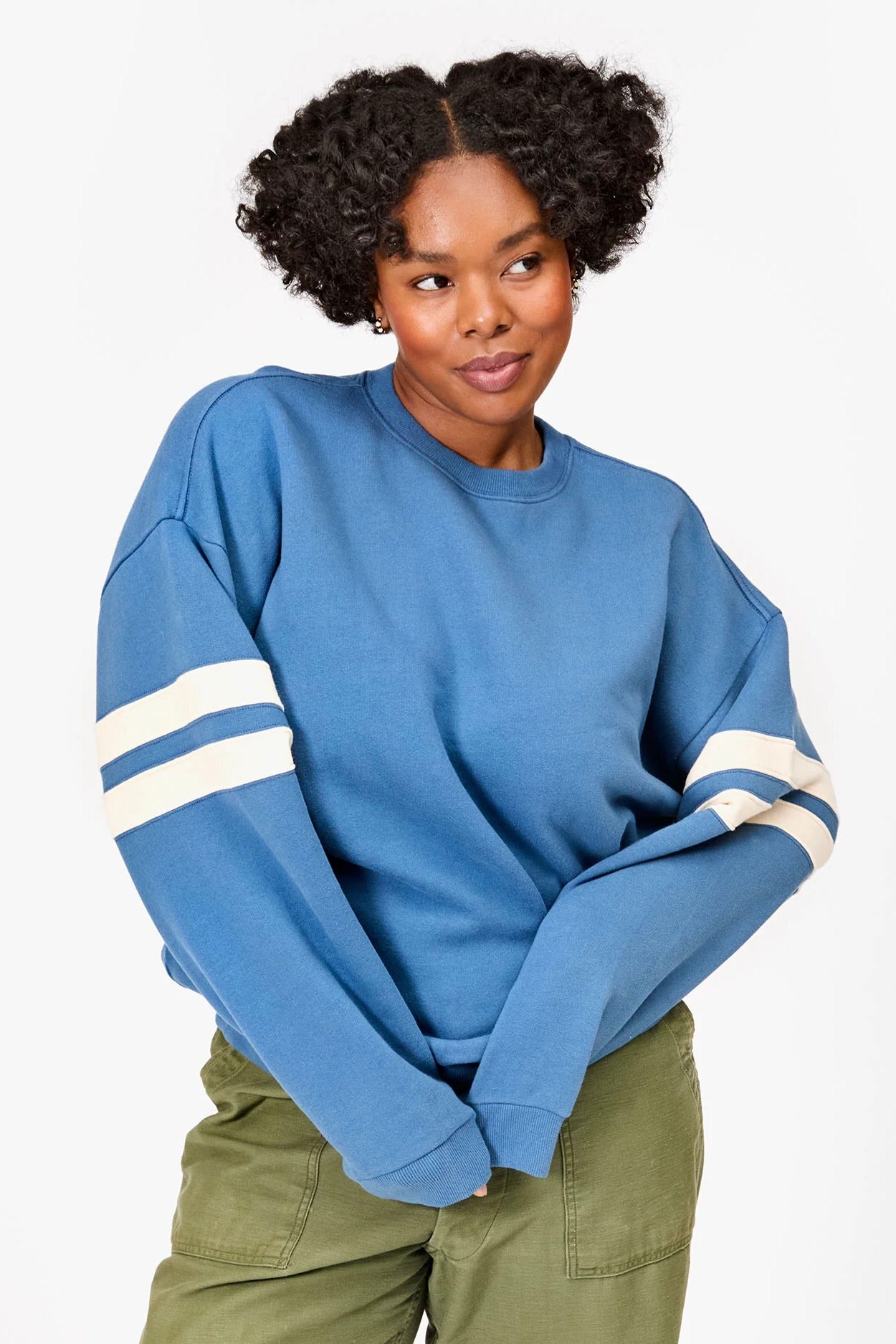 Clare V. Oversized Varsity Sweatshirt / Desert Blue