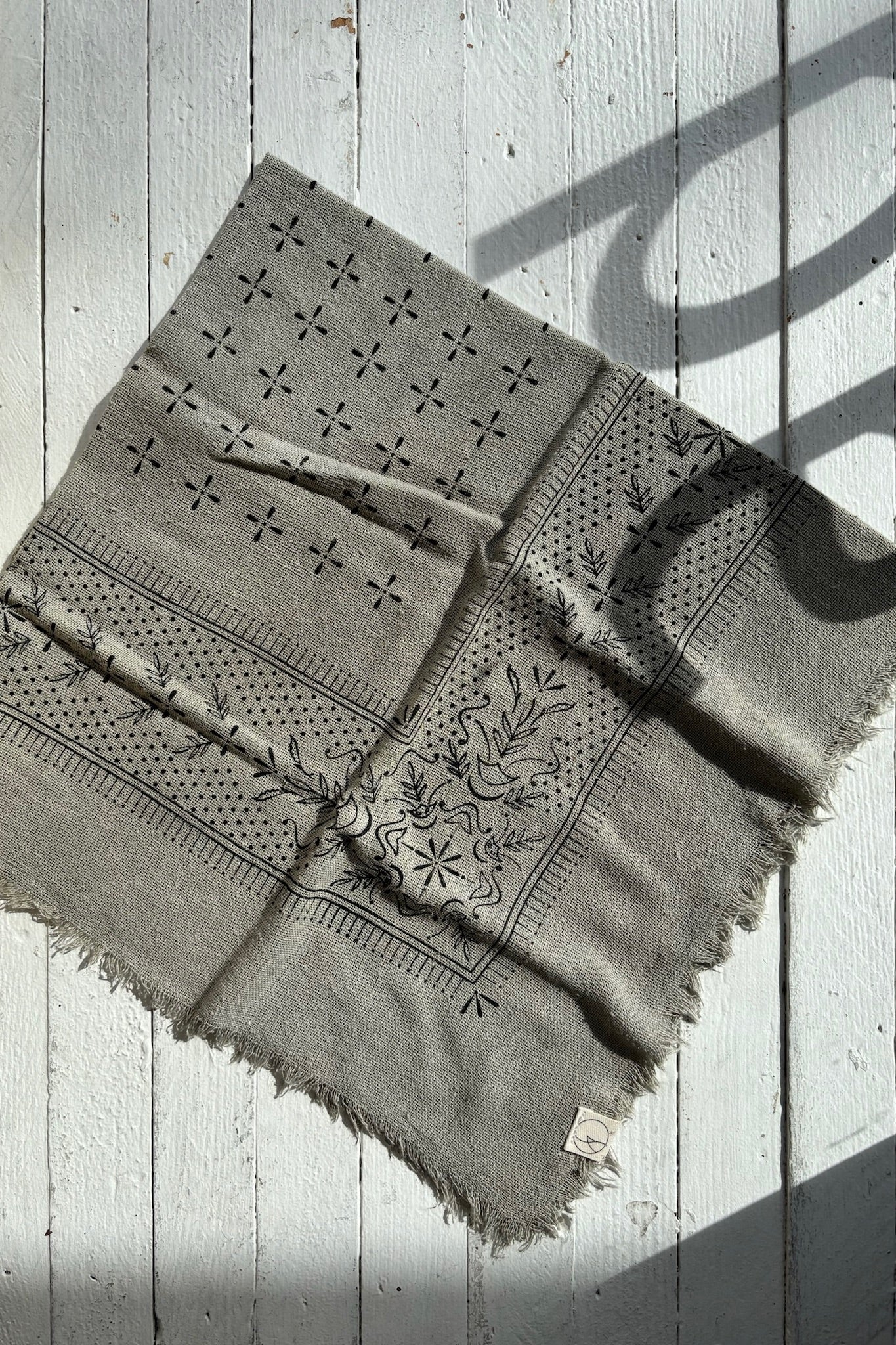 Classic Bandana /  Sage Grey + Black Ink