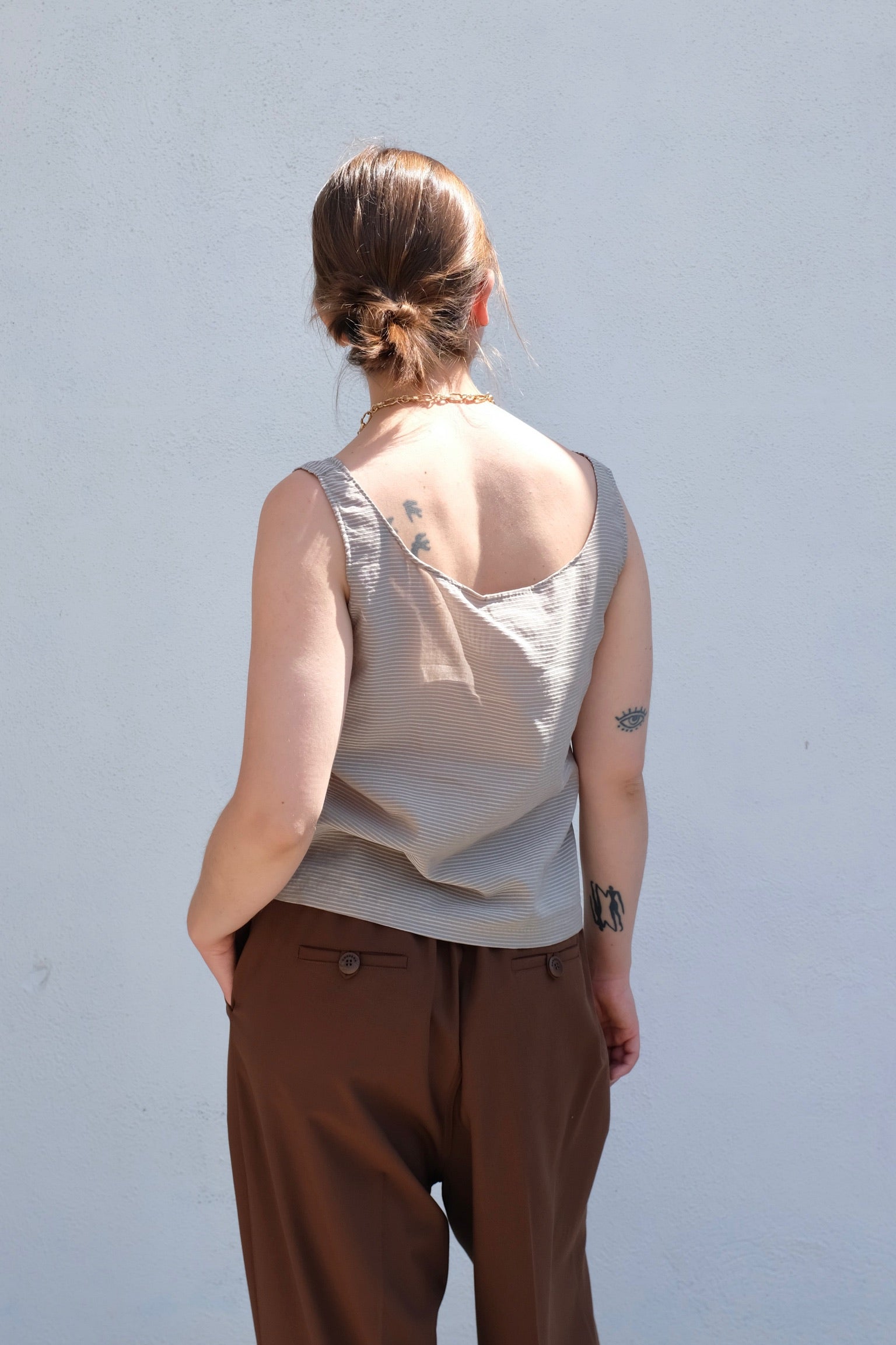 Lilac Tank / Sand Stripe