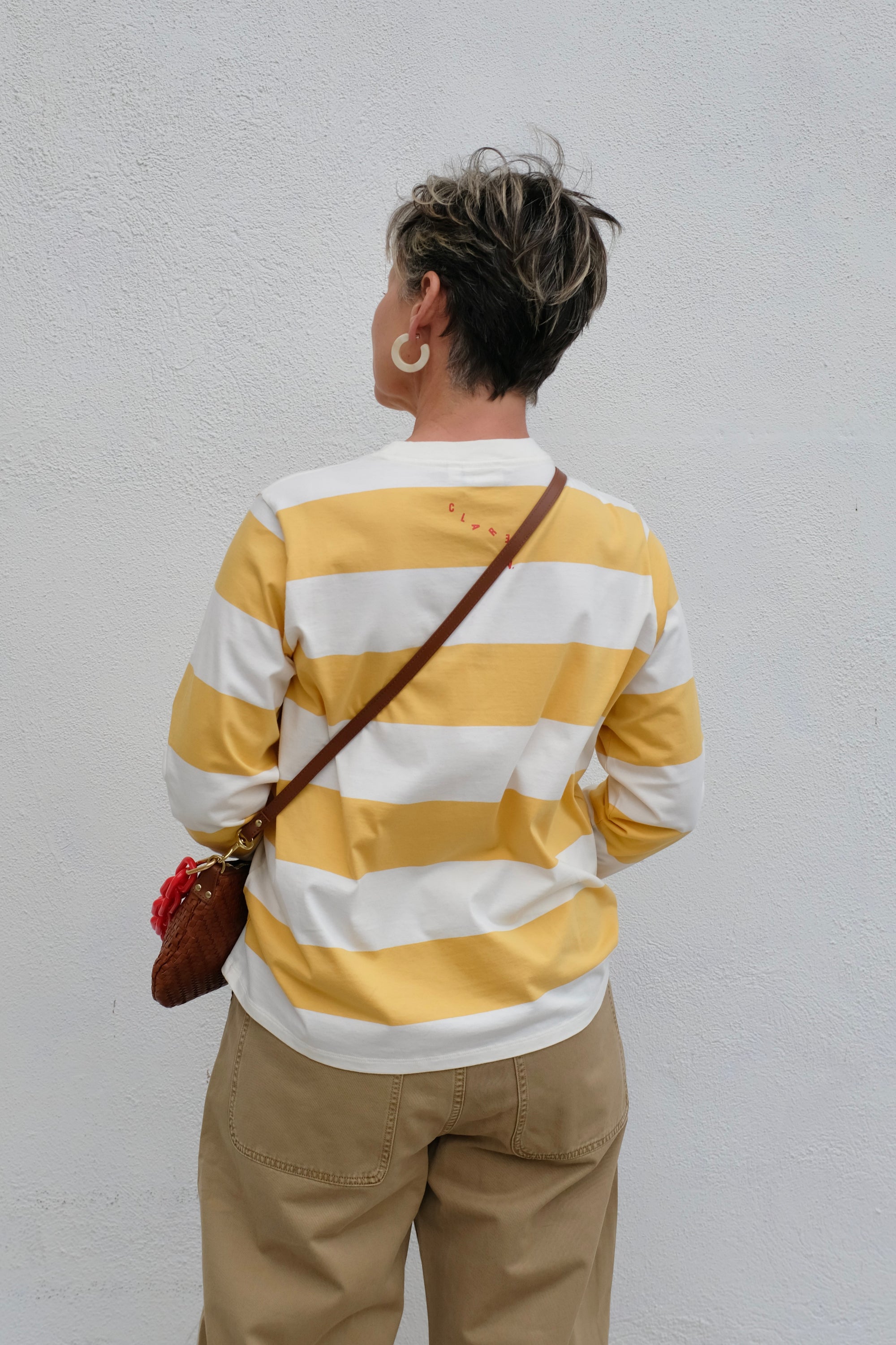 Clare V. Long Sleeve Tee / Cream & Vintage Marigold Rugby Stripe