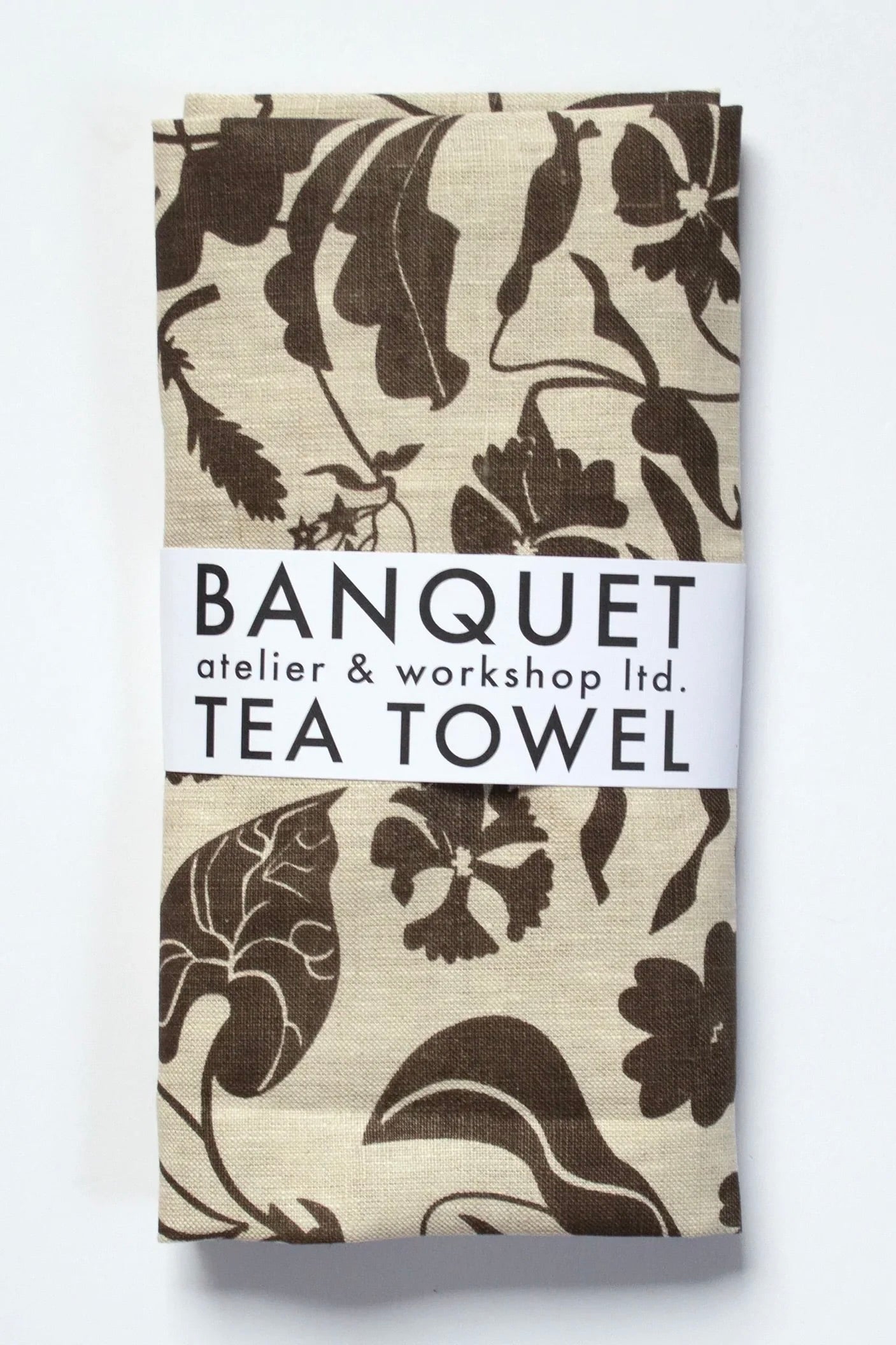 Banquet Linen Tea Towel / Chocolate Wildflowers