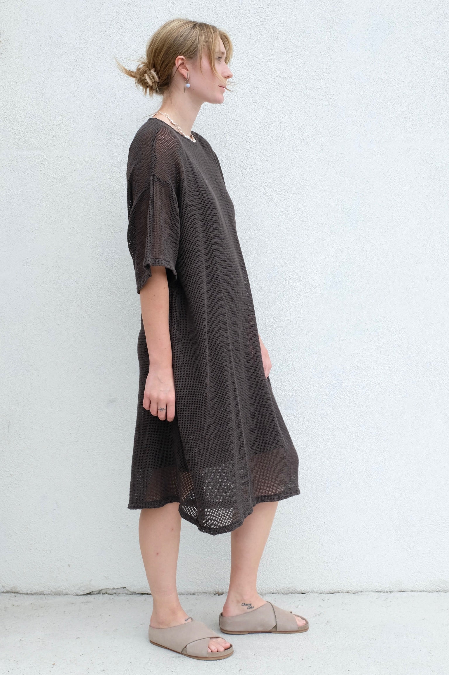 Black Crane Long Tee Dress / Shadow