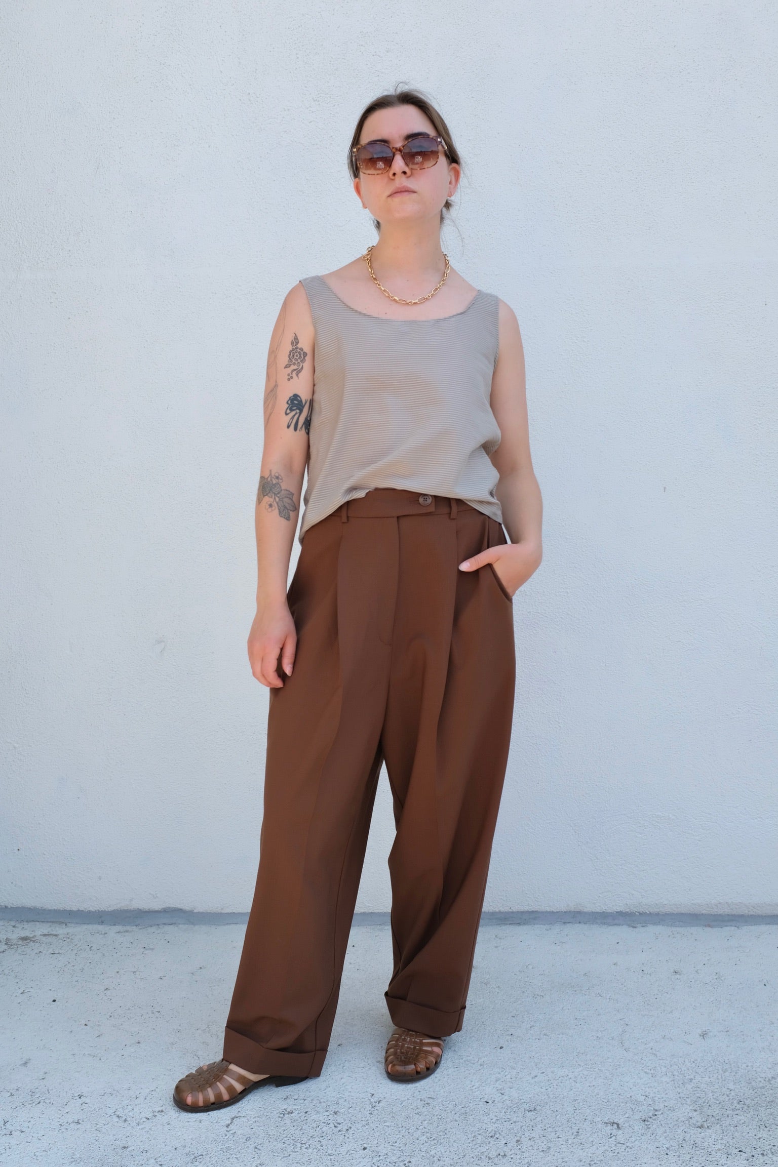 Lilac Tank / Sand Stripe