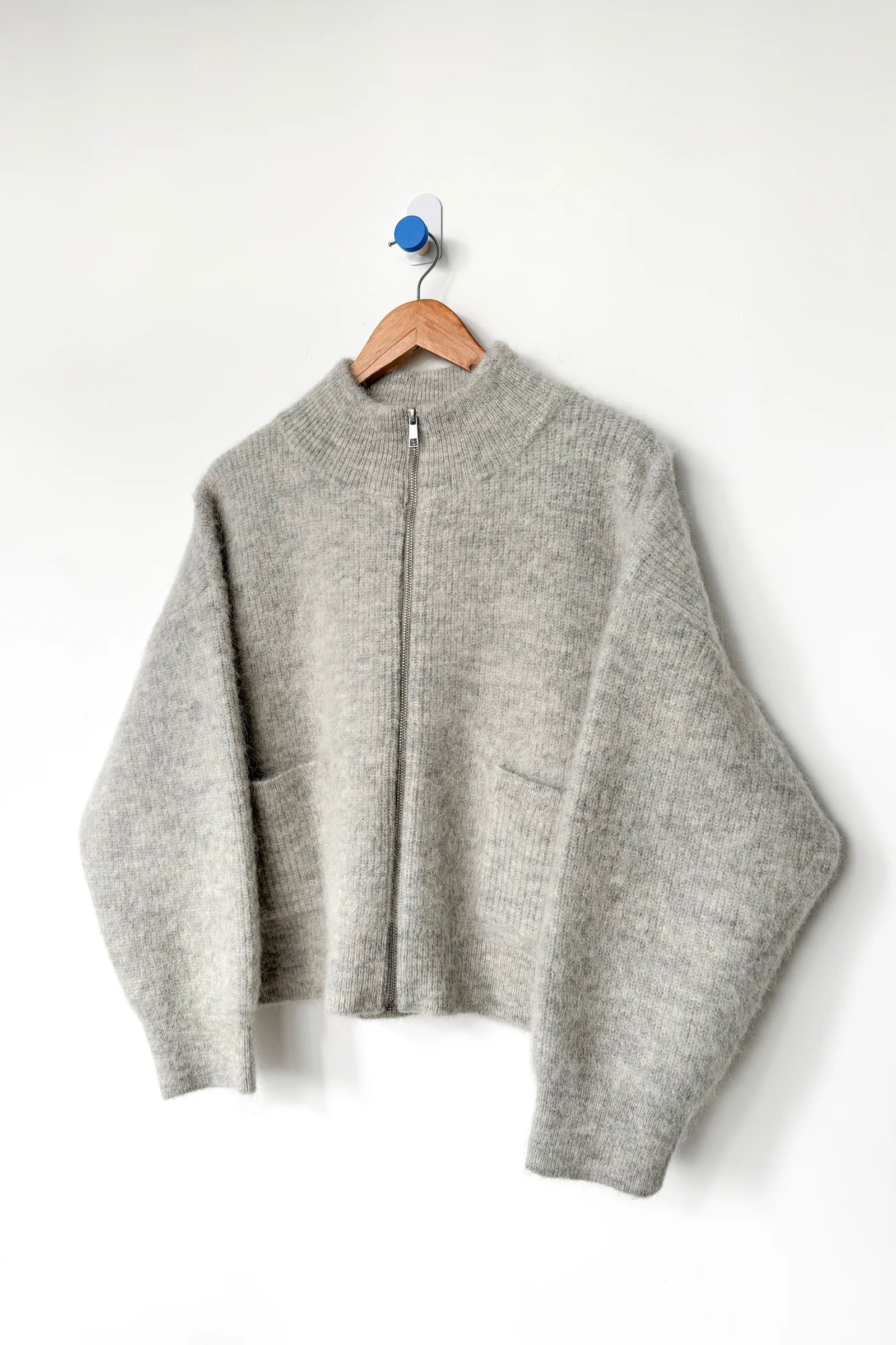 Le Bon Shoppe Alpaca Zip Front Jacket / Light Grey