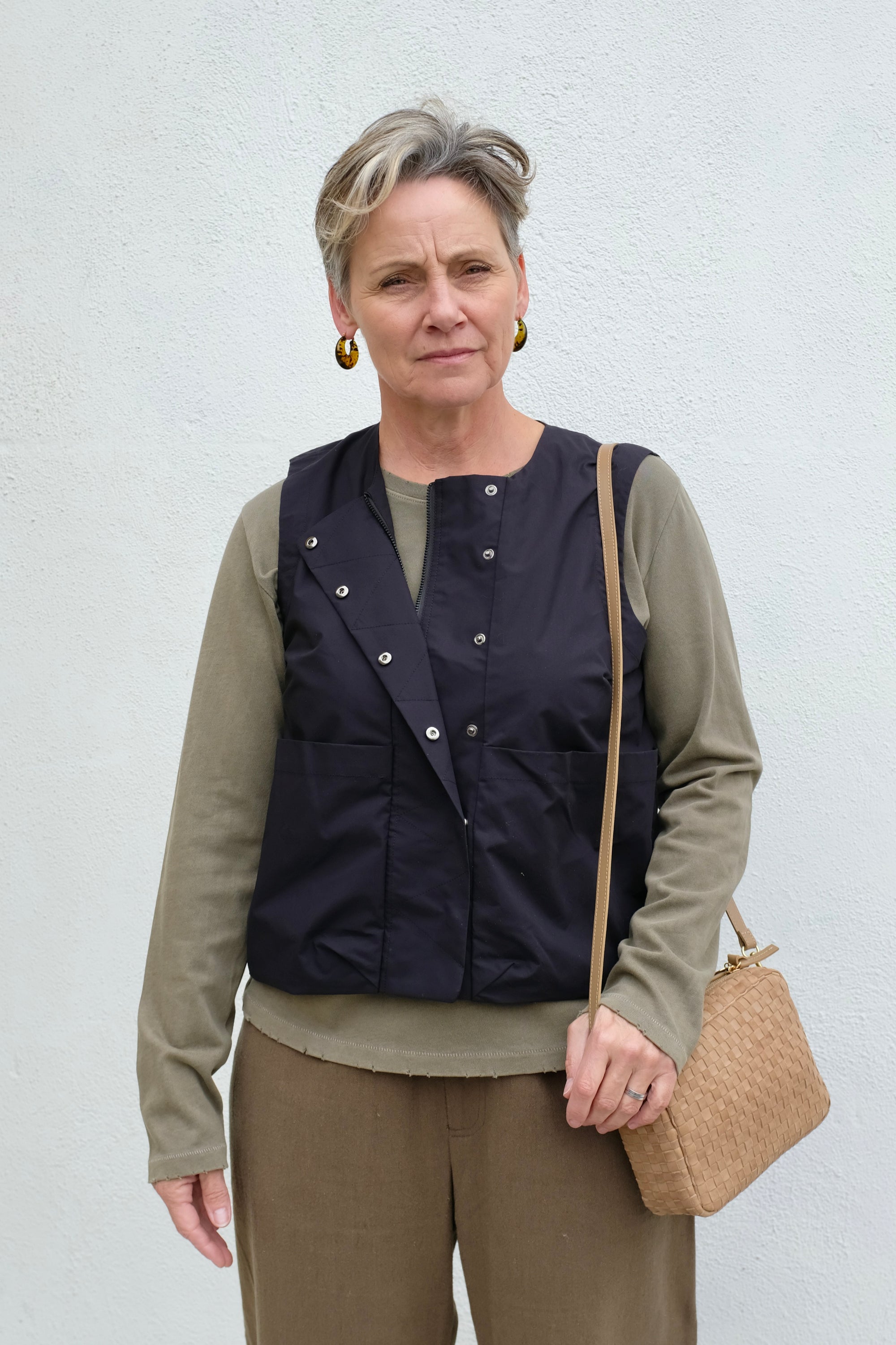 Midi Sac / Clay Leather & Suede Woven Checker