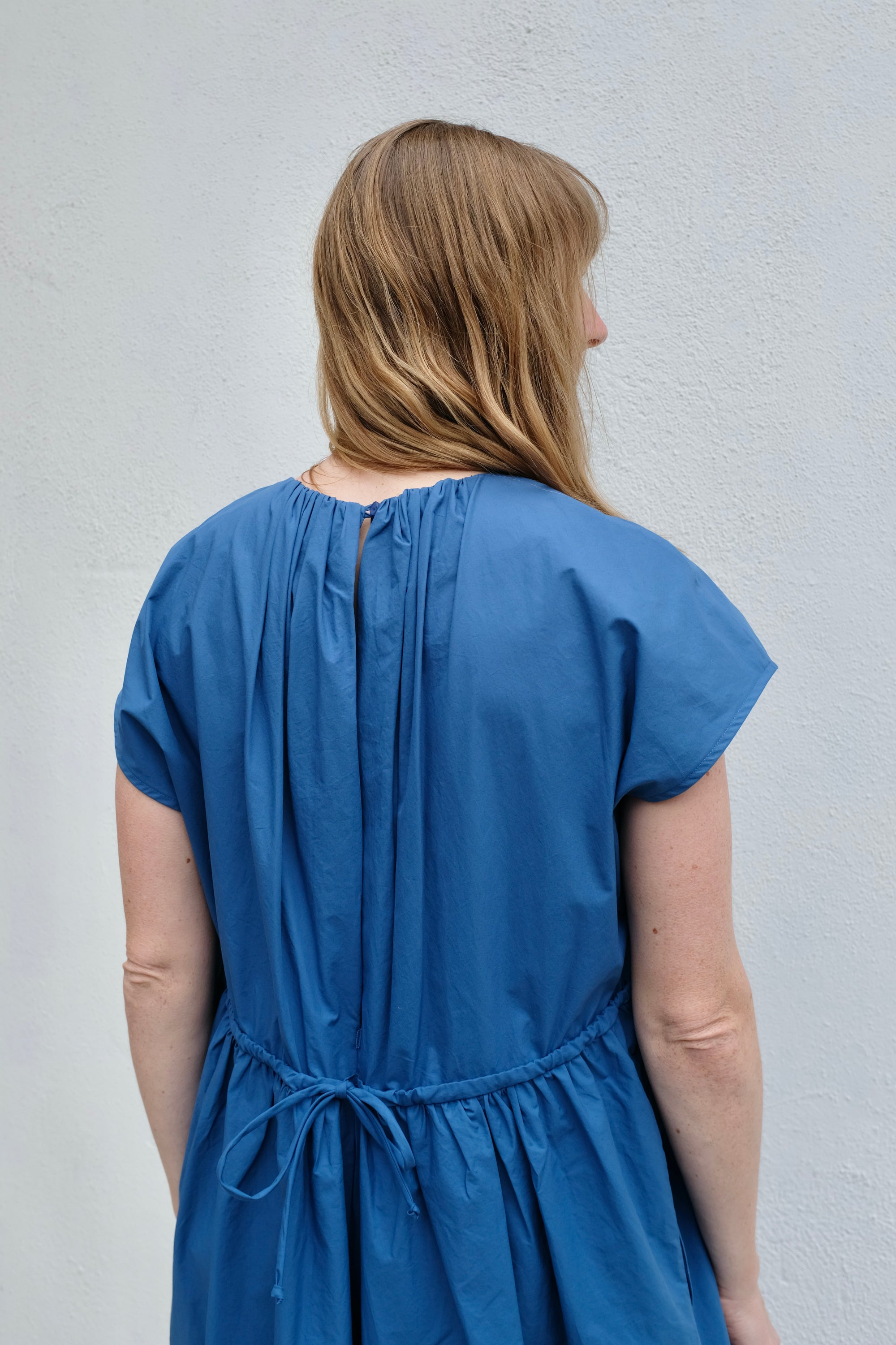 Black Crane Shirred Jumpsuit / Blue