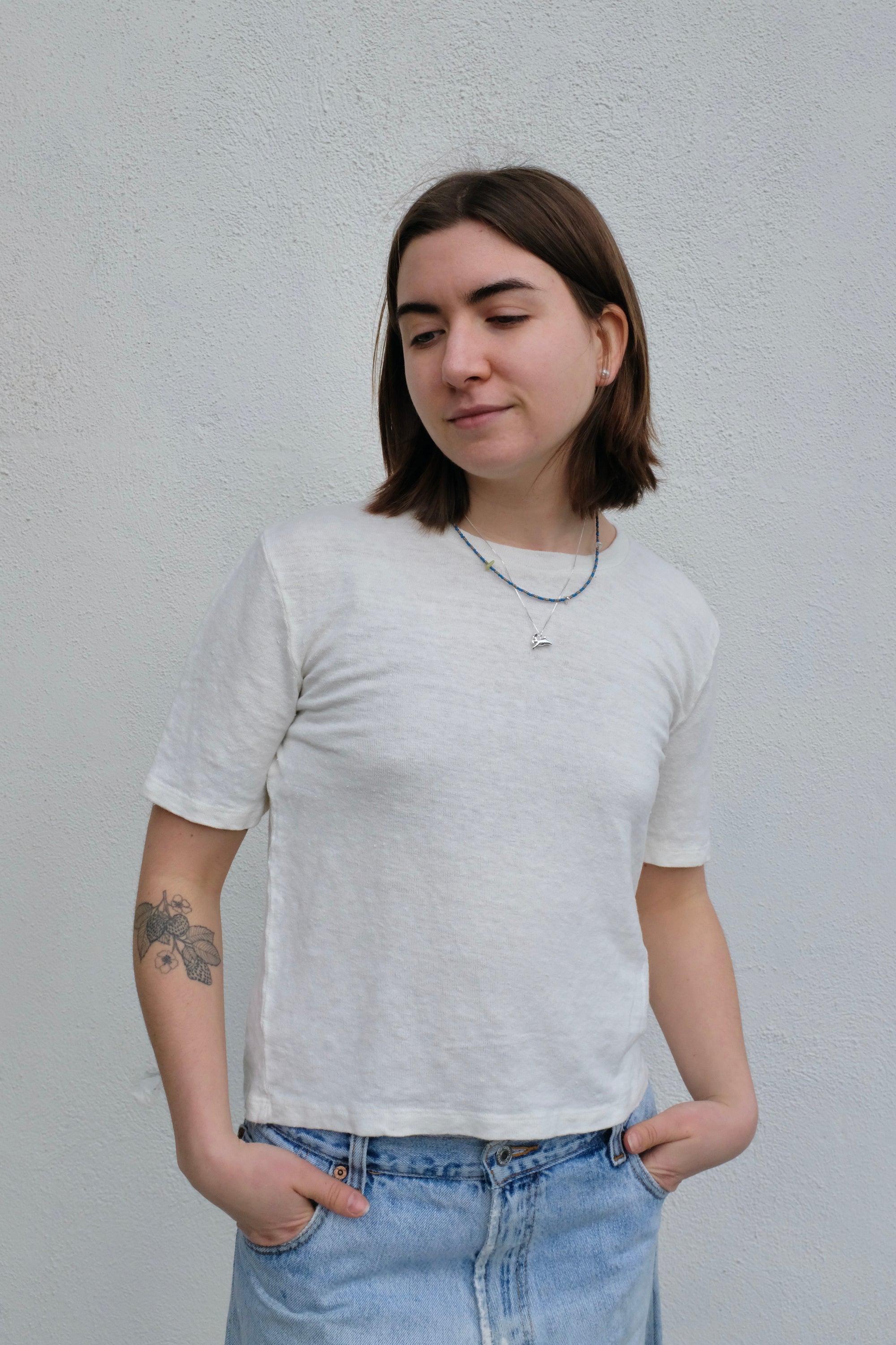 Dakota 100% Hemp Cropped Tee / Washed White