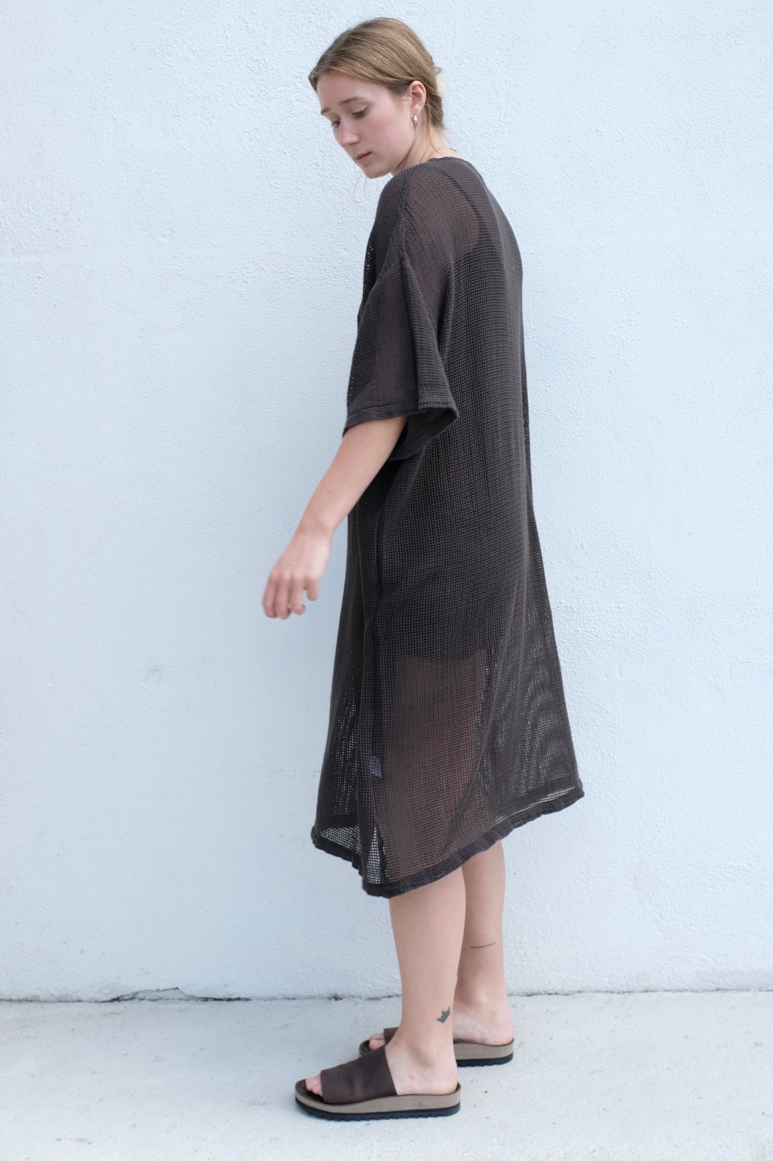 Black Crane Long Tee Dress / Shadow