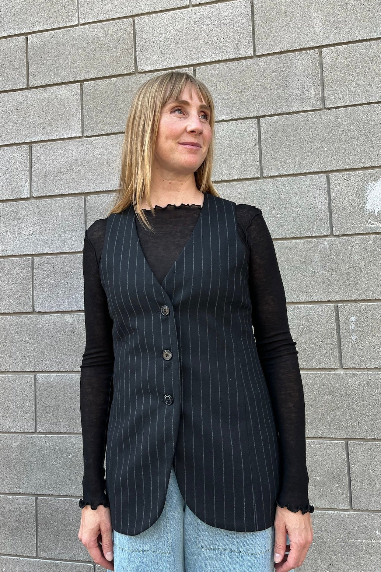 Juliette Vest / Black Pinstripe