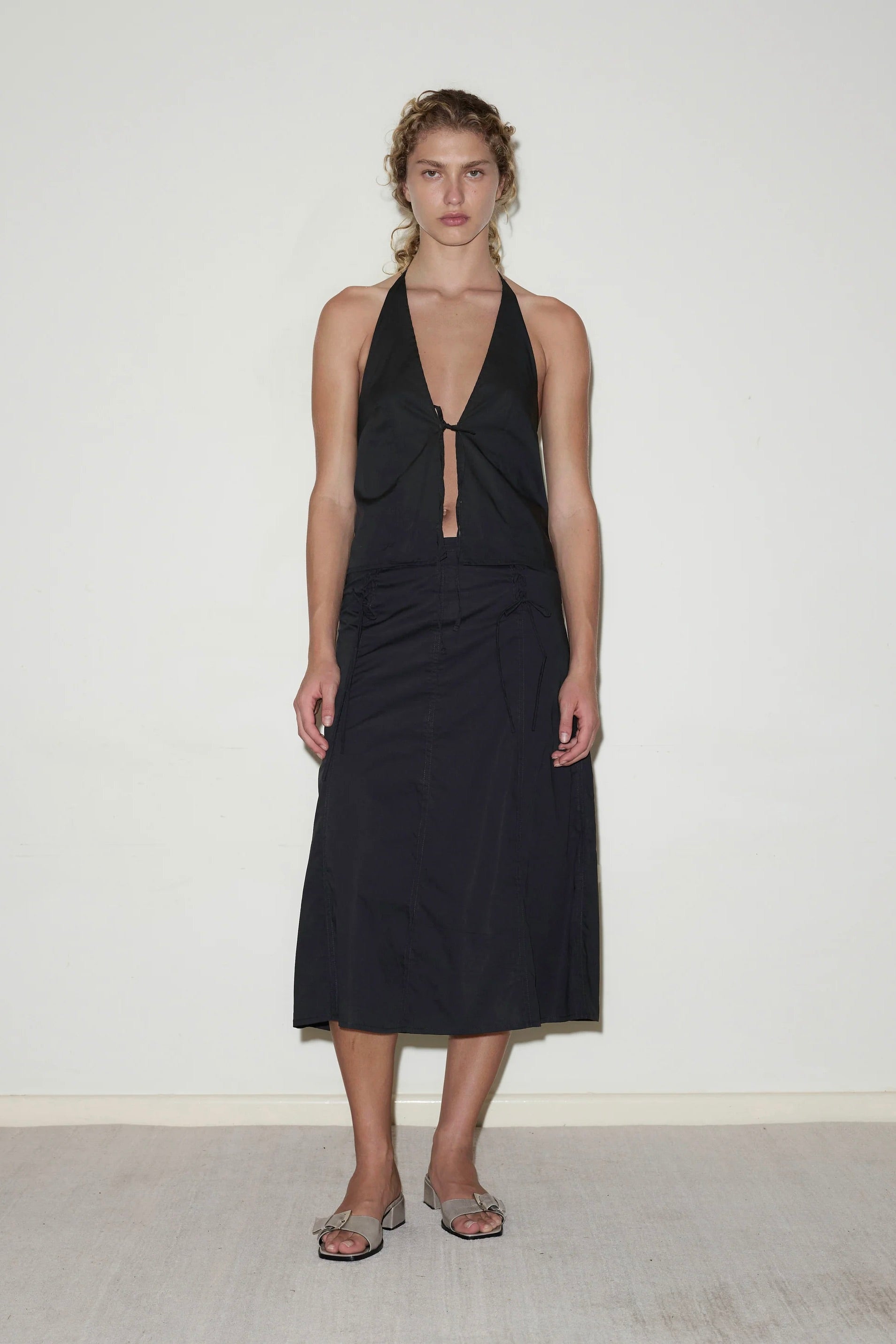 Deiji Studios Double Lace Up Skirt / Black