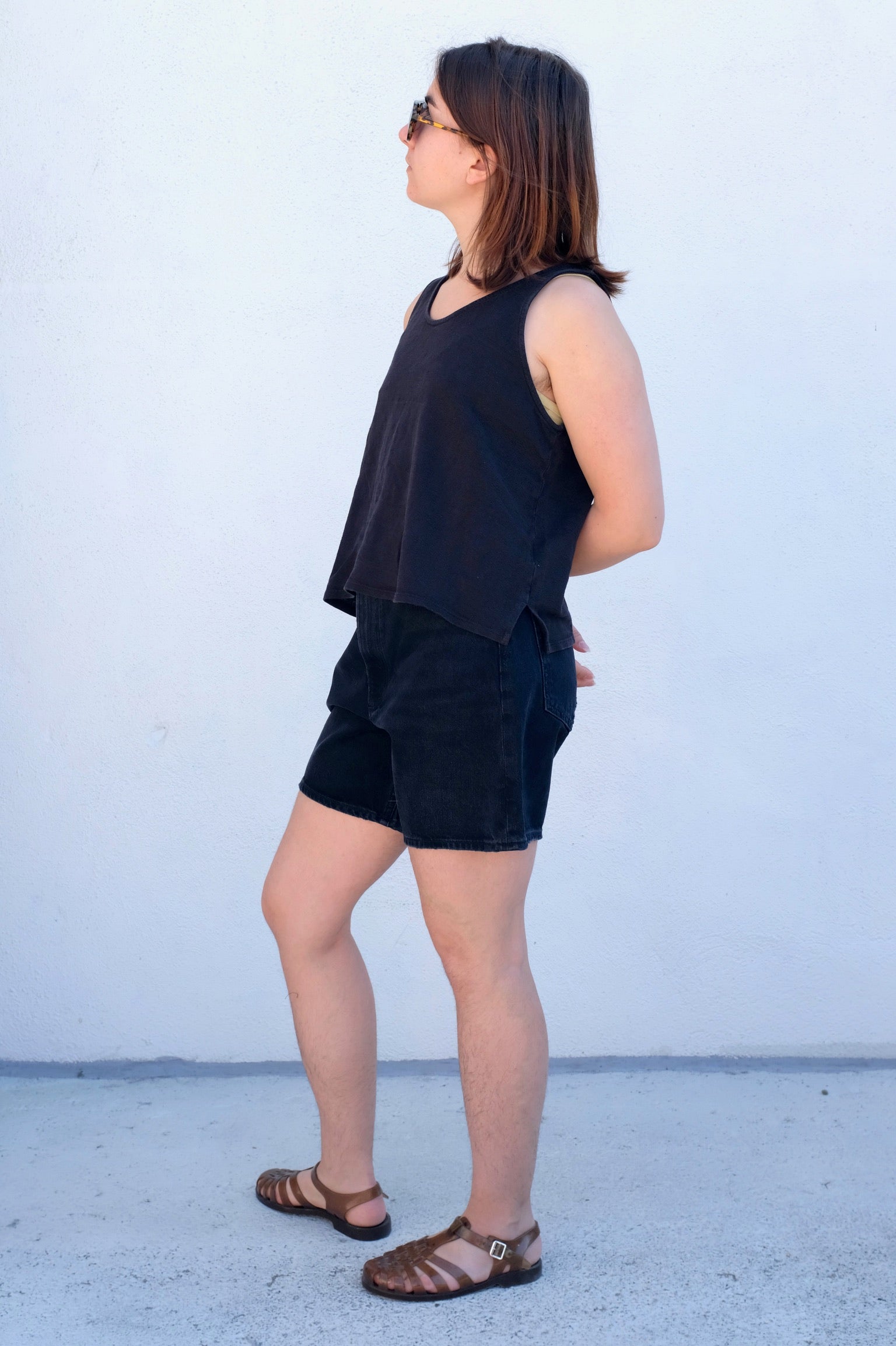 Sophie 100% Hemp Cropped Tank / Black