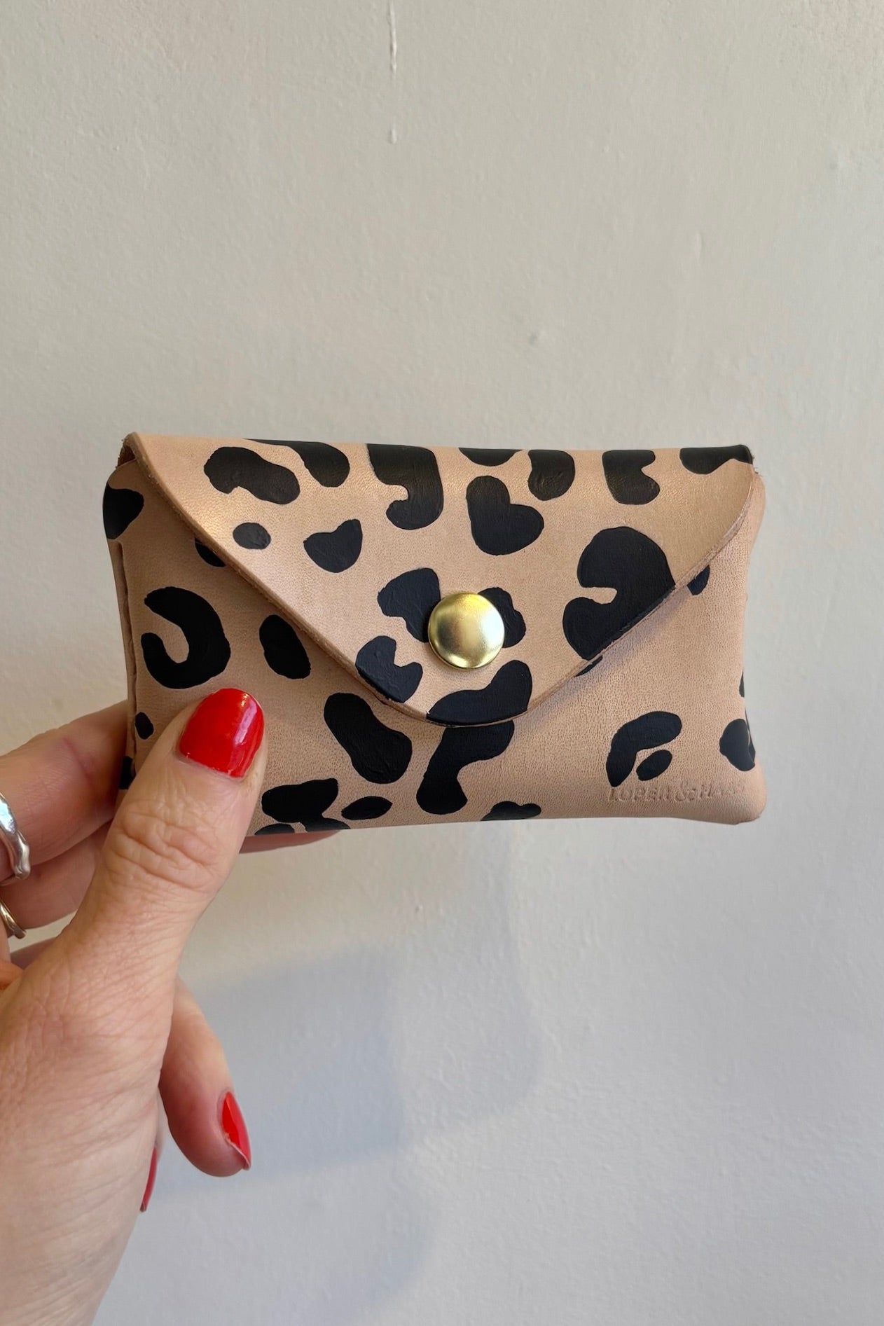 Card Wallet / Hand Painted Leopard
