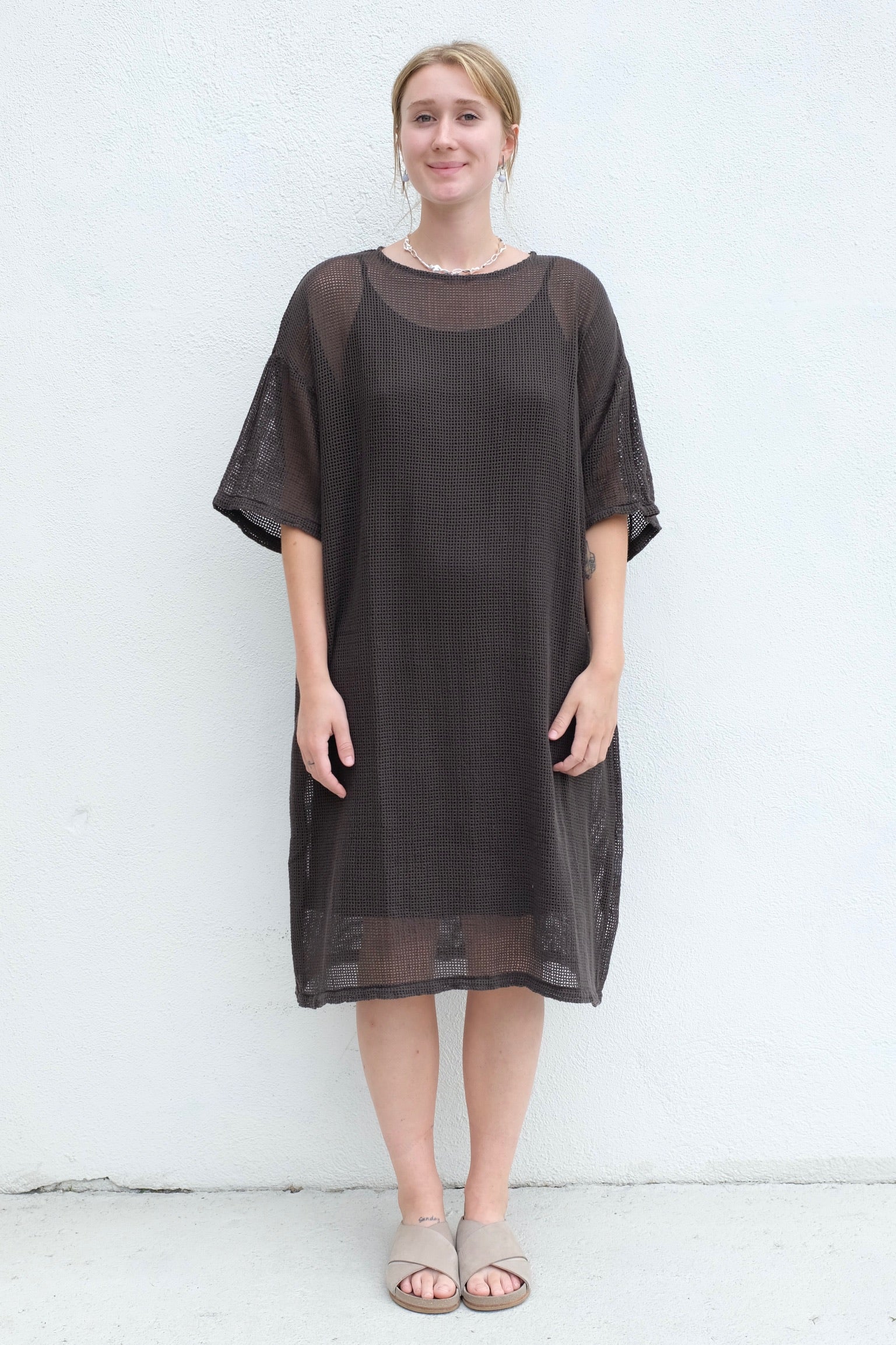 Black Crane Long Tee Dress / Shadow