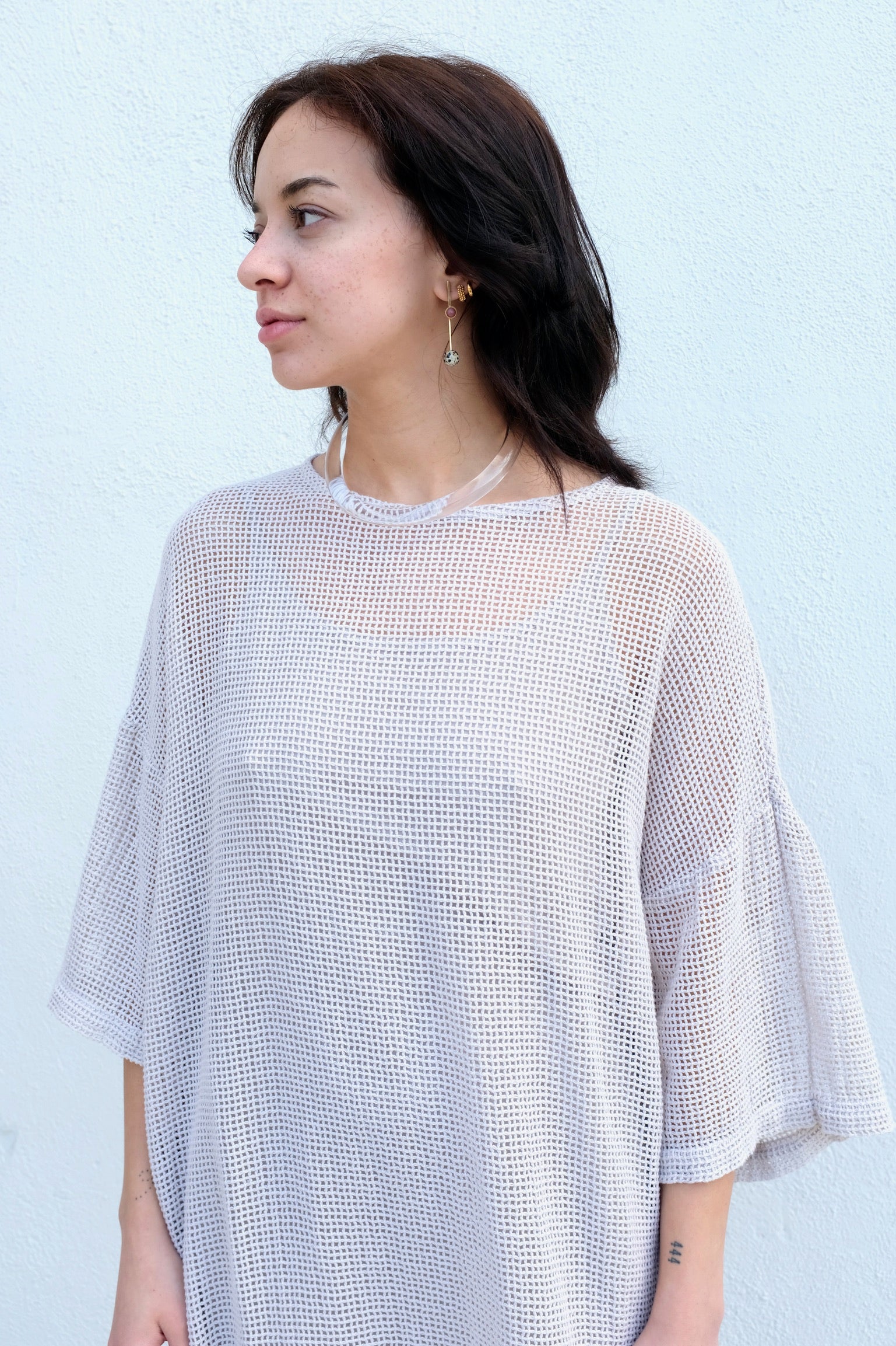 Black Crane Long Tee Dress / Cloud