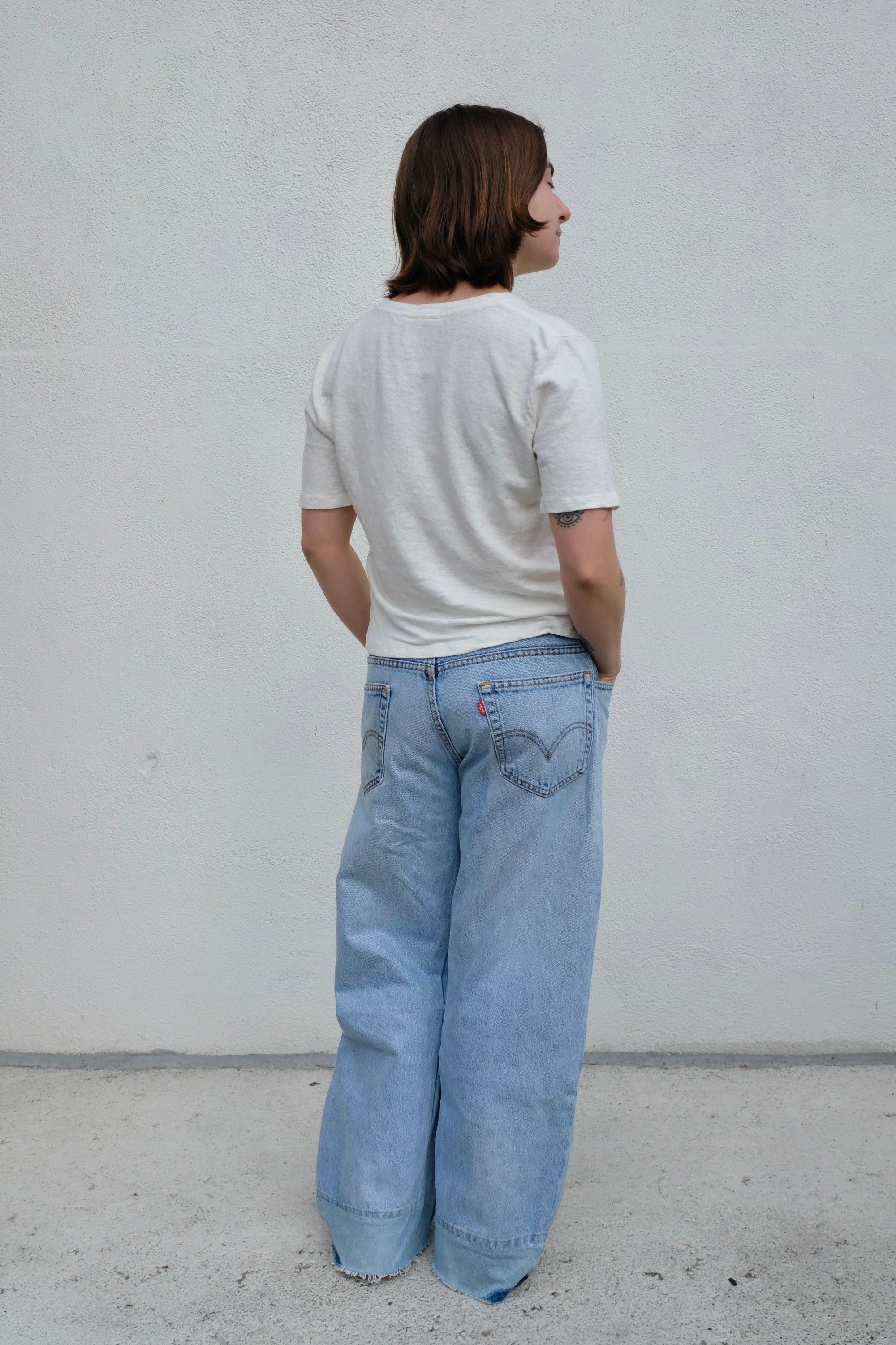 Dakota 100% Hemp Cropped Tee / Washed White