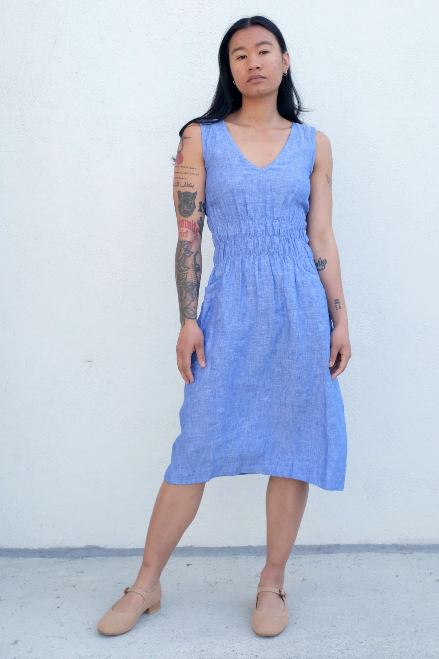 Fiji Dress / Cornflower Blue Linen