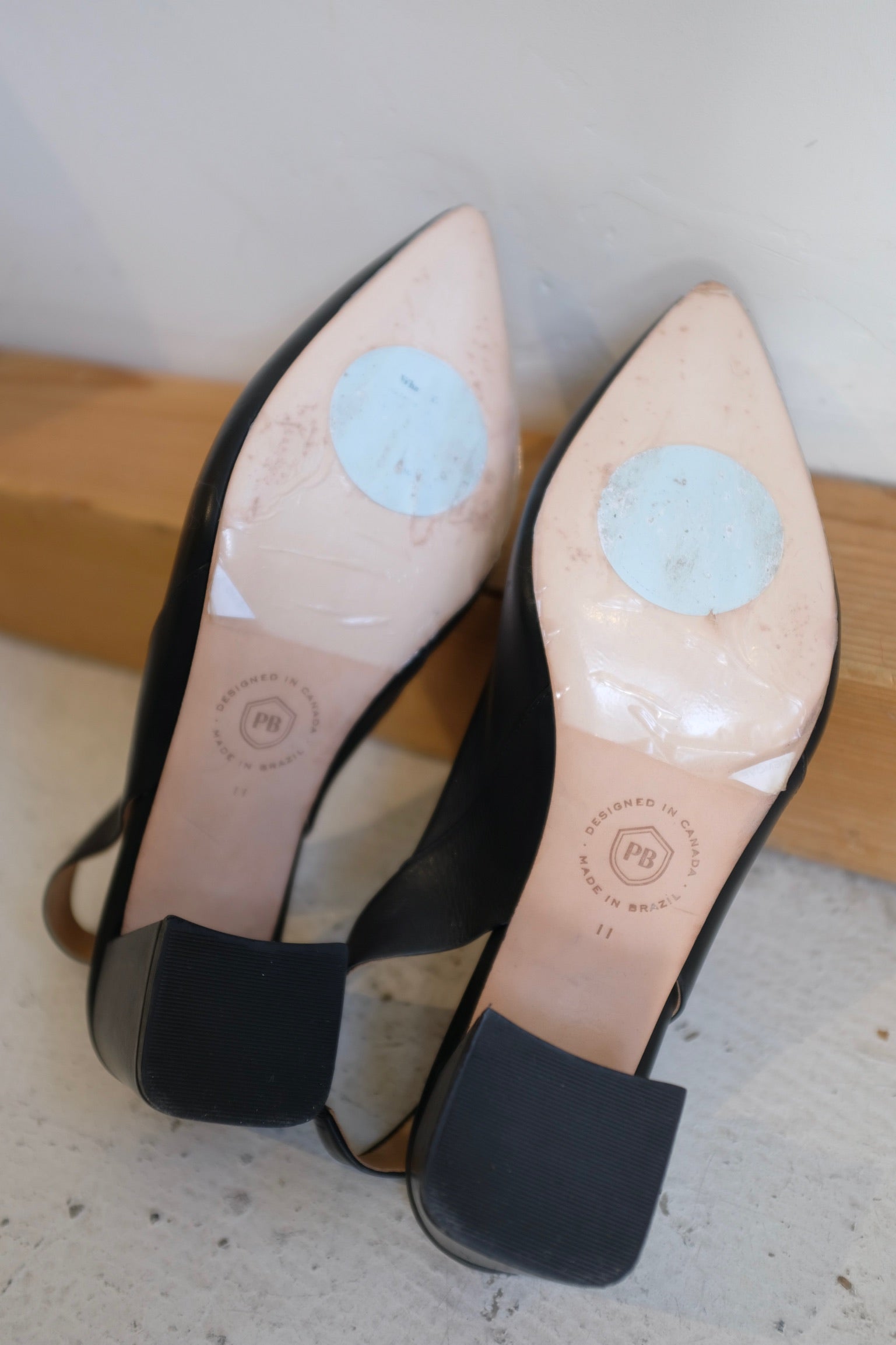 Pre-Loved / Poppy Barley Black Slingbacks / Size 11