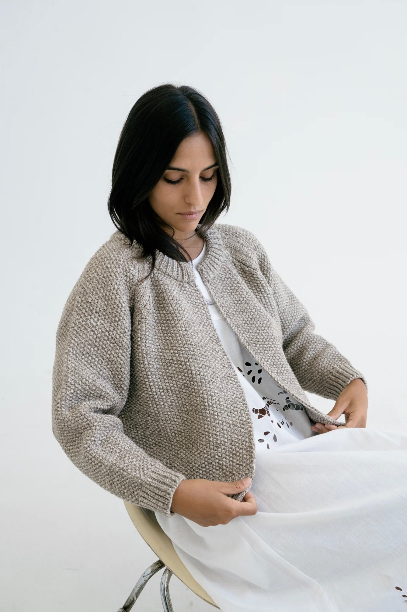 Bravo Knitted Wool Cardigan / Stone