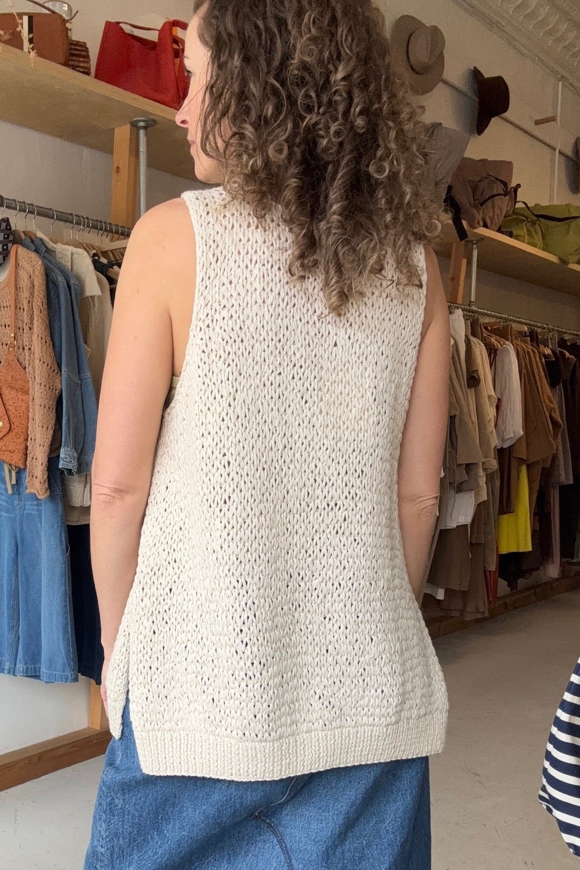 Handknit Tank / Bone