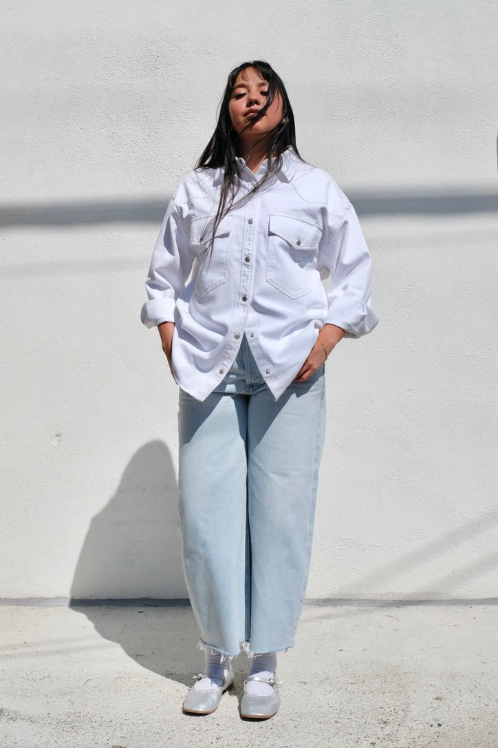 Ayla Raw Hem Crop / Sailor