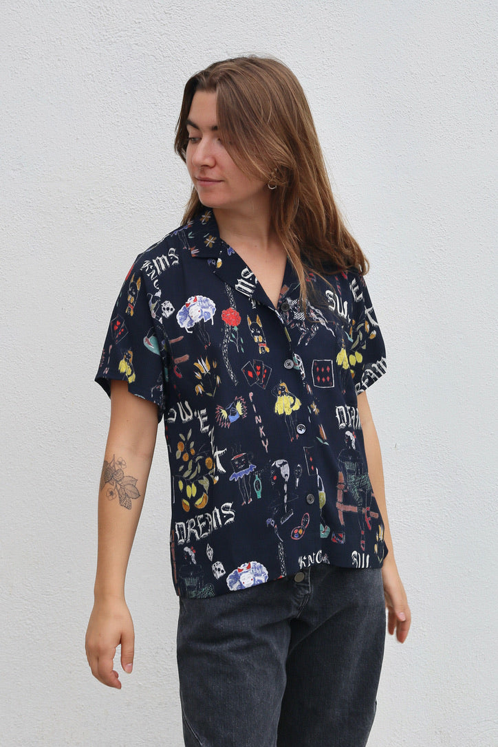 Pre-loved / Caron Callahan print blouse / Size Large