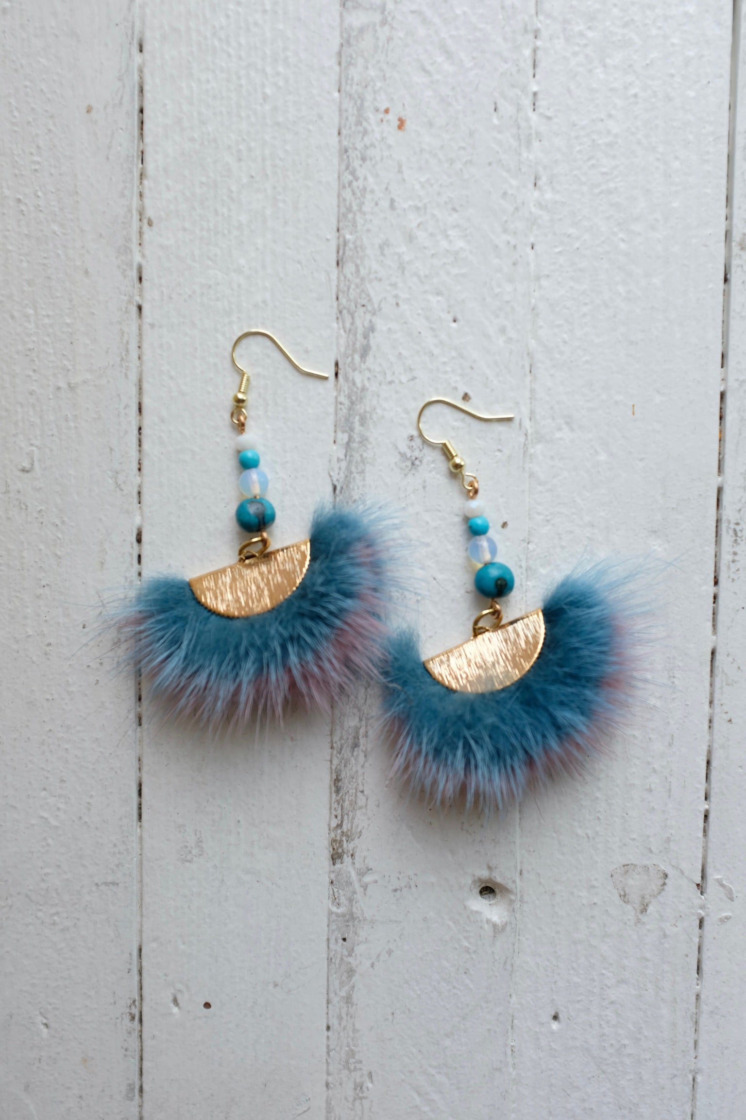 Pre-loved / CreeNative Mink Earrings / Turquoise