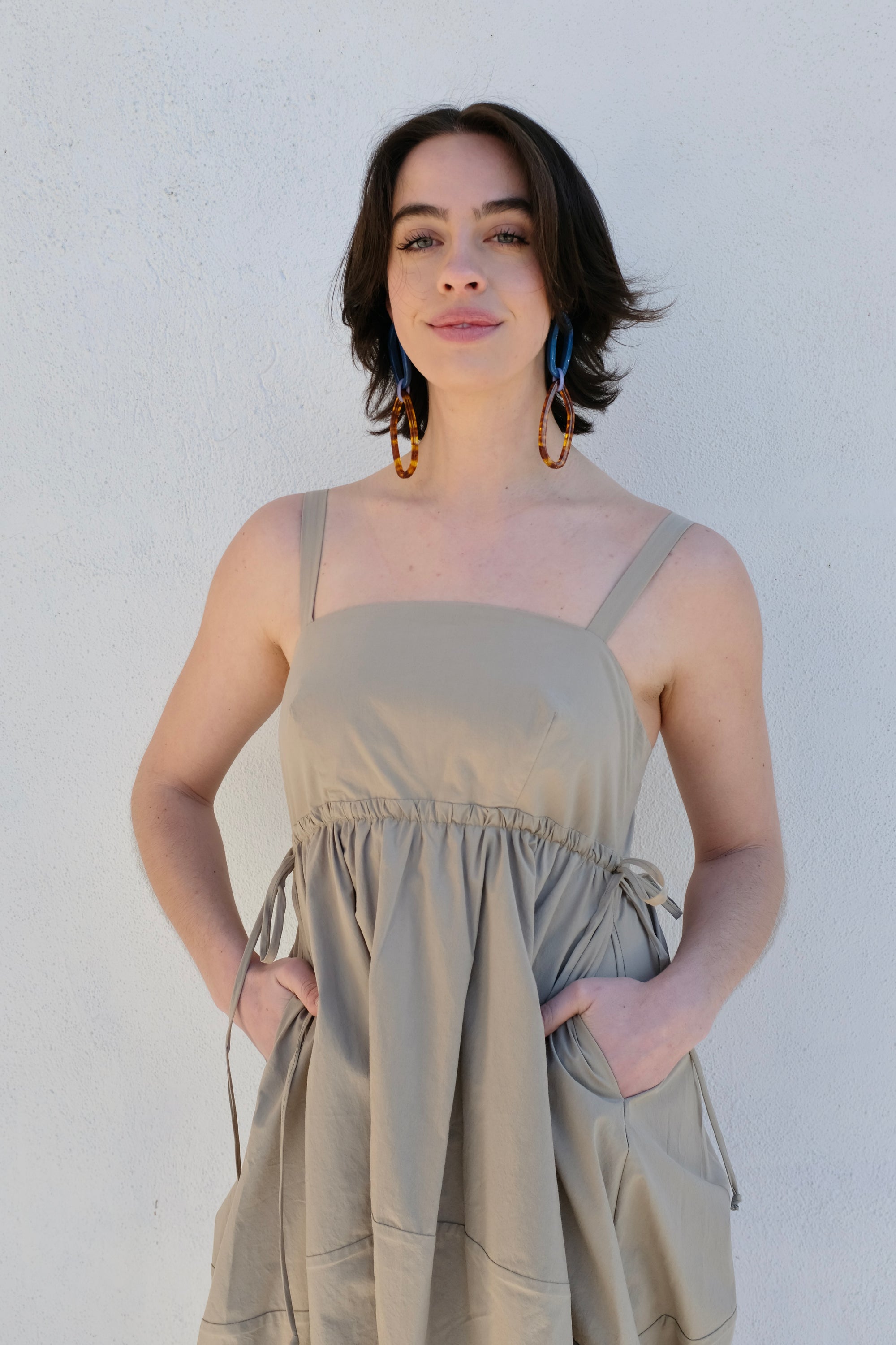Modern Weaving Balloon Dress / Taupe