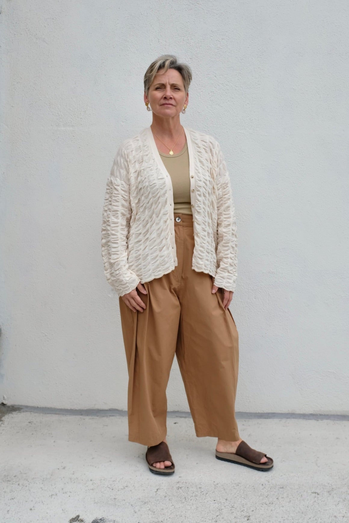 Lauren Manoogian Ruche Cardigan / Creme