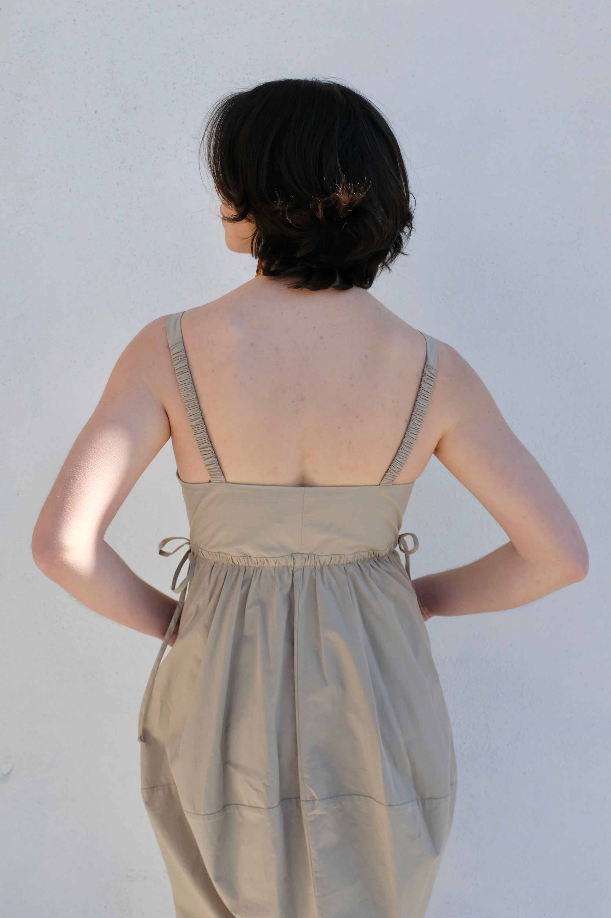 Modern Weaving Balloon Dress / Taupe