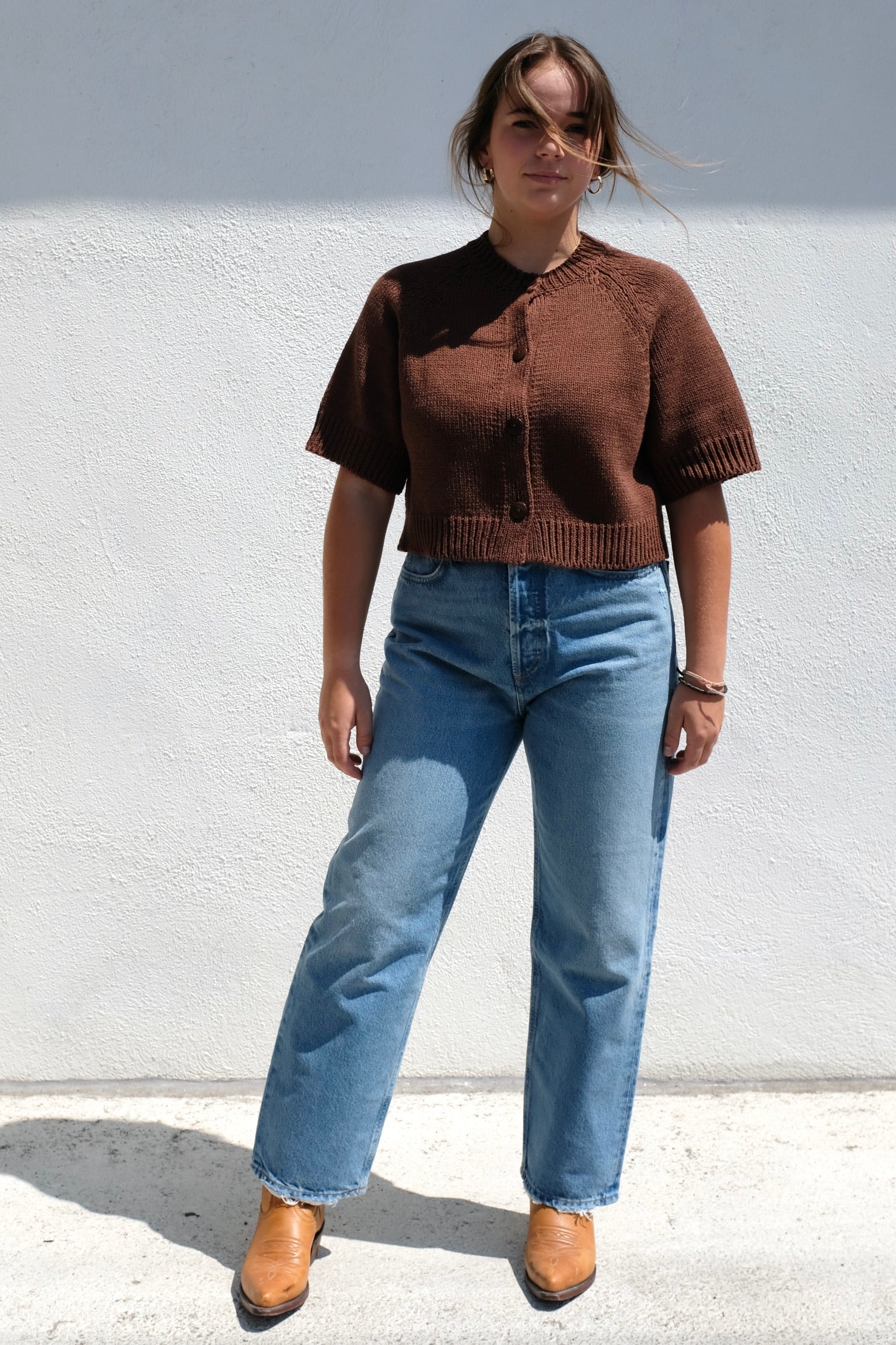 CORDERA Cotton Buttoned Top / Madera