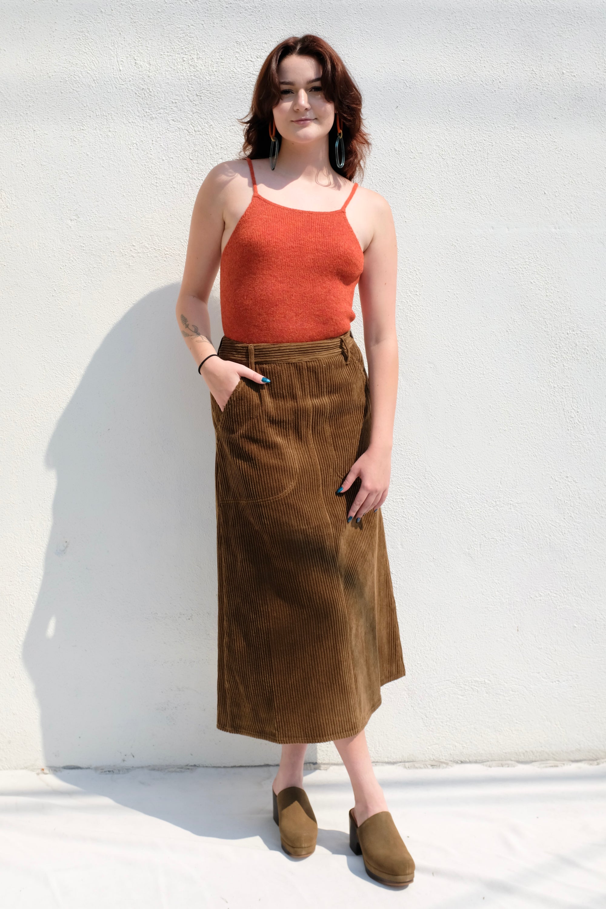 Atelier Delphine Corduroy Erin Skirt / Olive