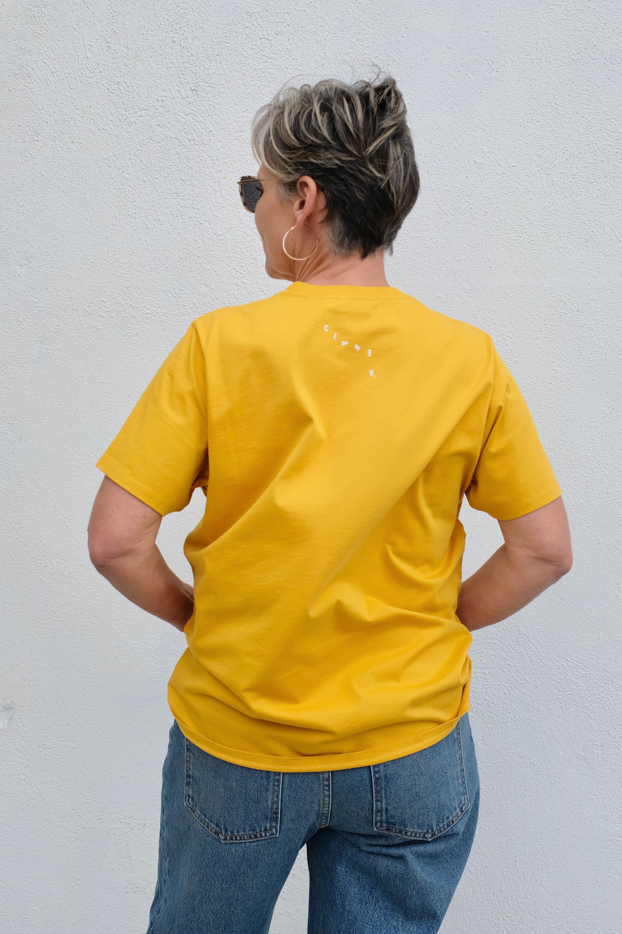 Clare V. Original Tee / Marigold with Cream Block Ciao