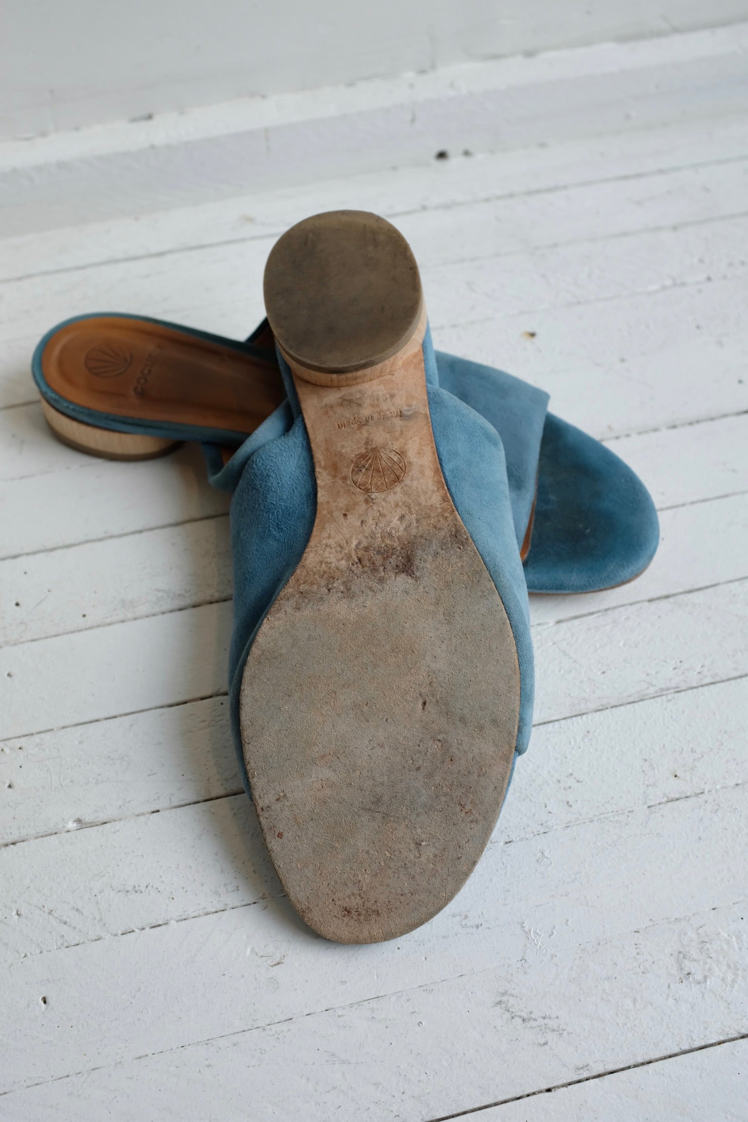 Pre-loved / Coclico Blue Suede Slides / Size 39