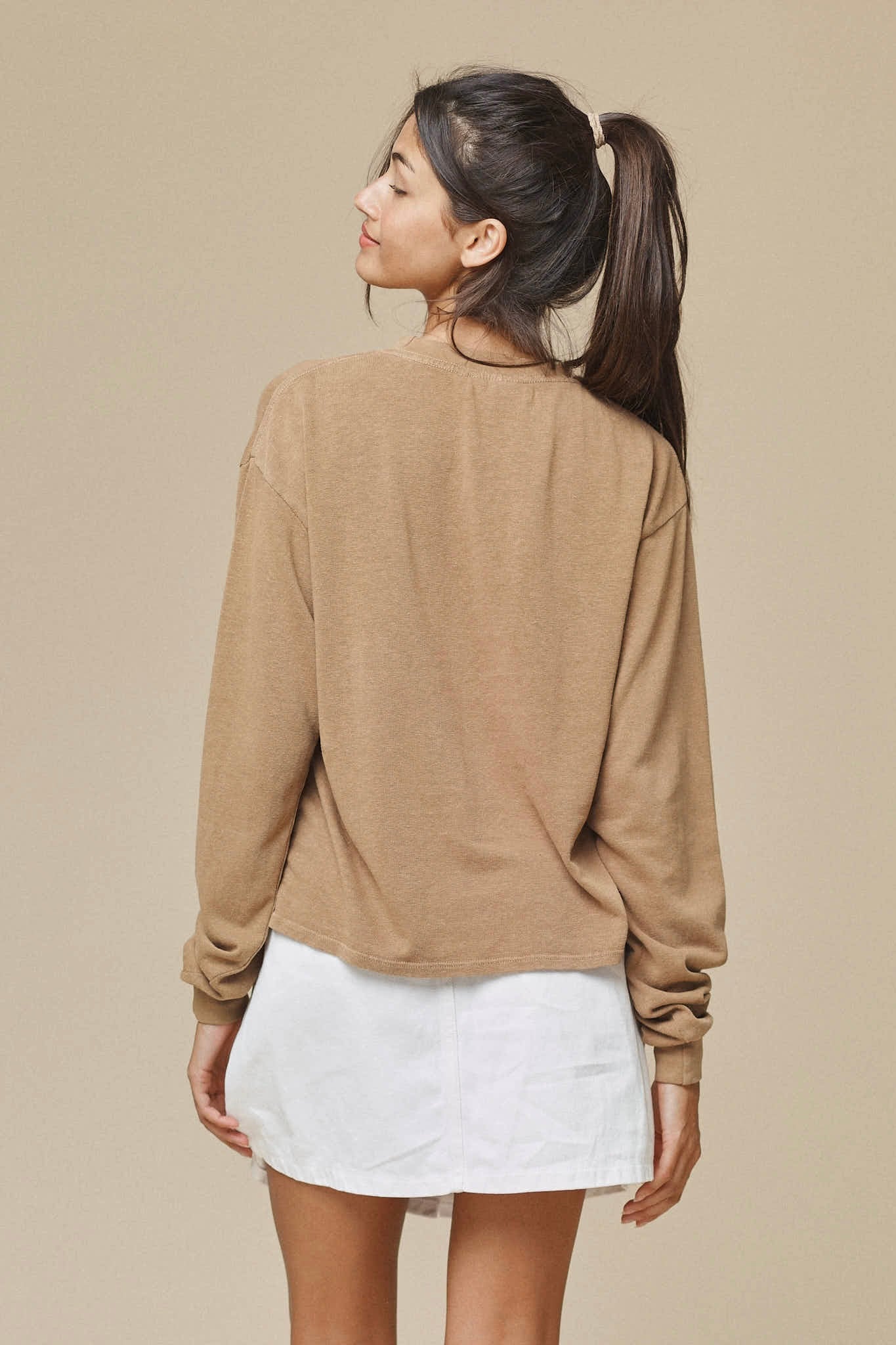 Jungmaven Cropped Long Sleeve Tee / Oat Milk