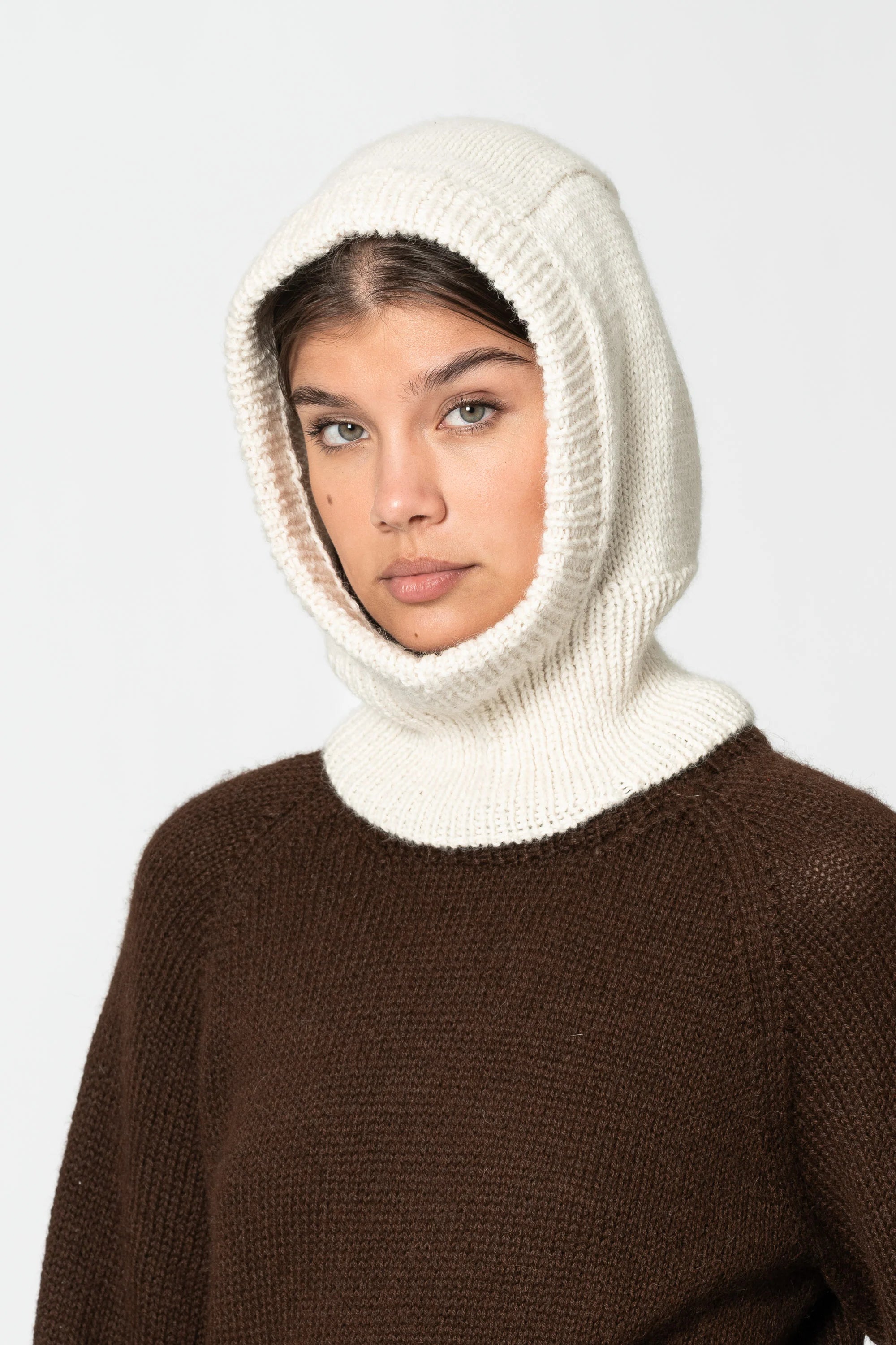 Alpaca Handknit Balaclava / Ivory White