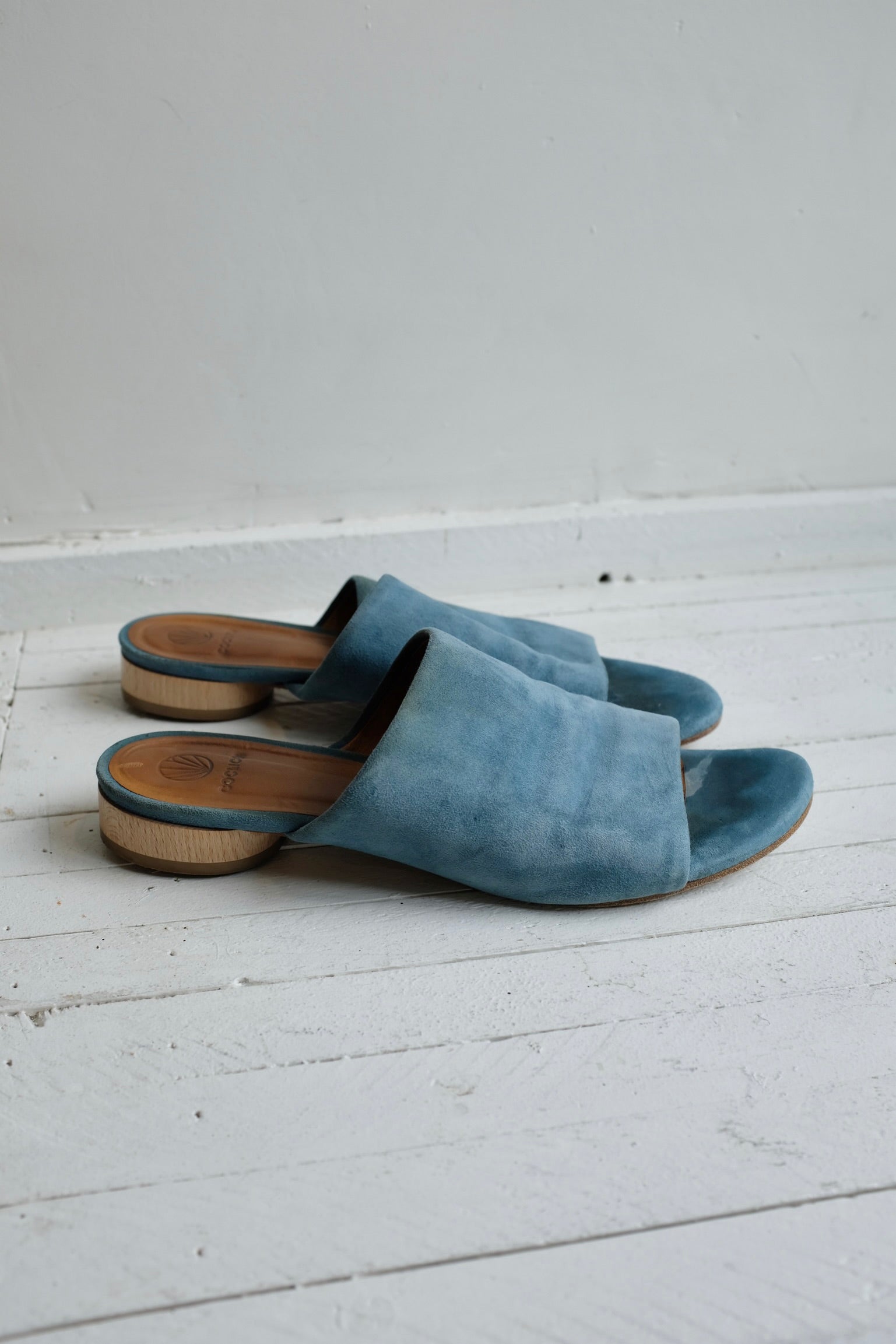 Pre-loved / Coclico Blue Suede Slides / Size 39