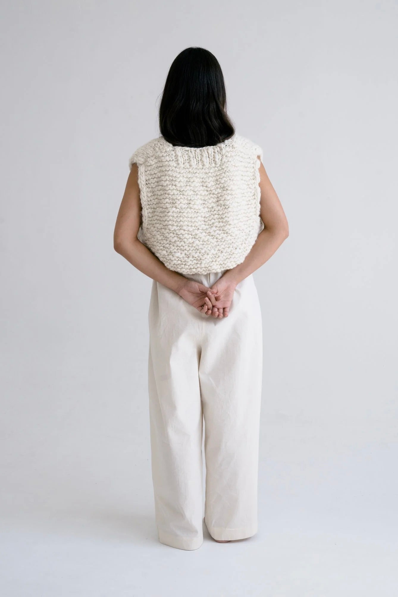 Acacia Hand Knitted Wool Vest / Ivory