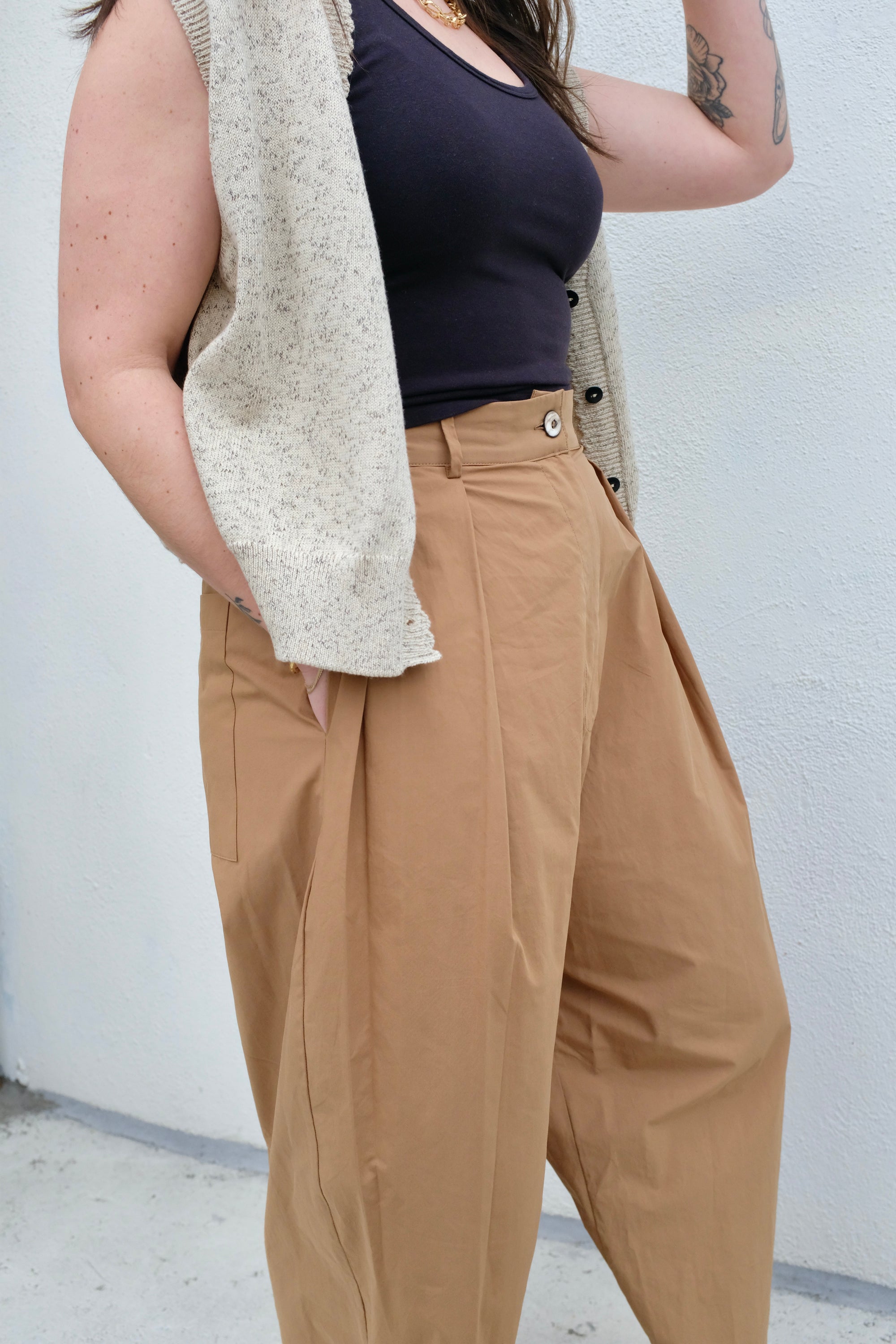 Modern Weaving Voluminous Pleat Trouser / Sierra