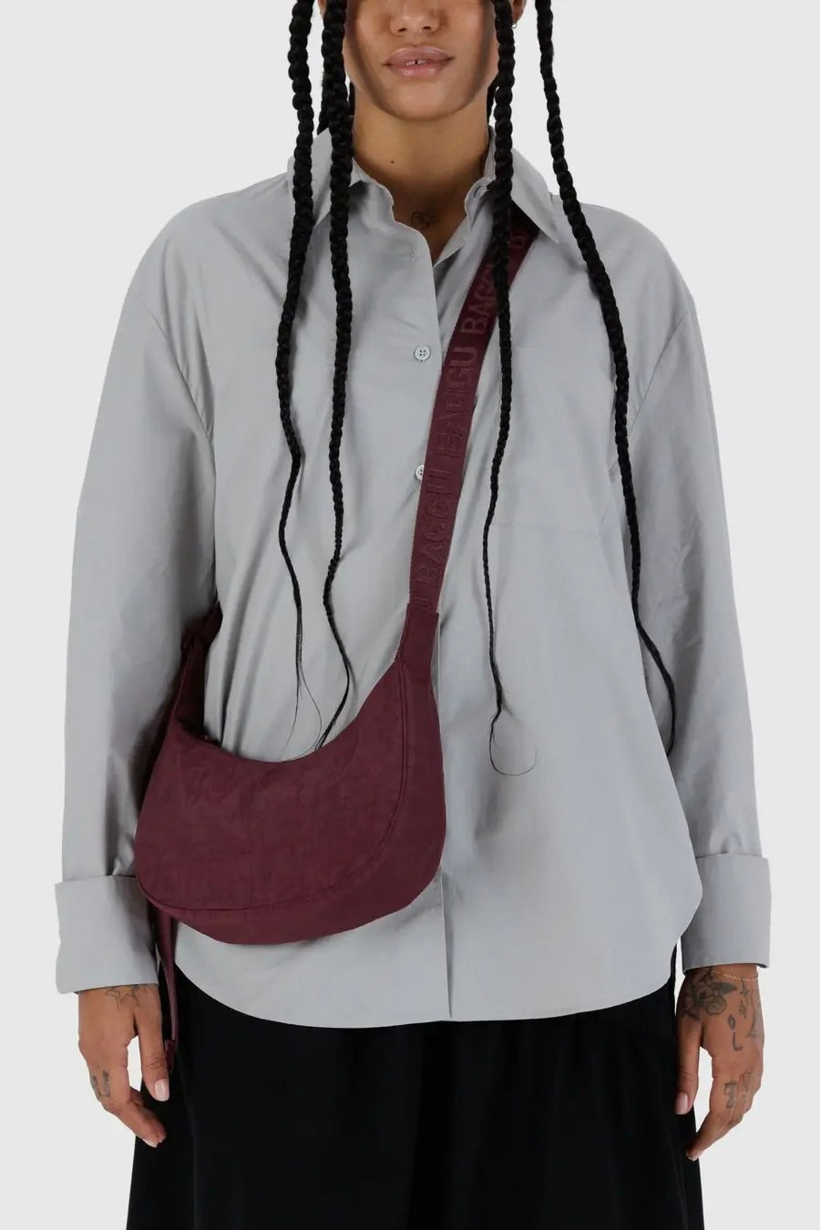 Baggu Small Nylon Crescent Bag / Mahogany