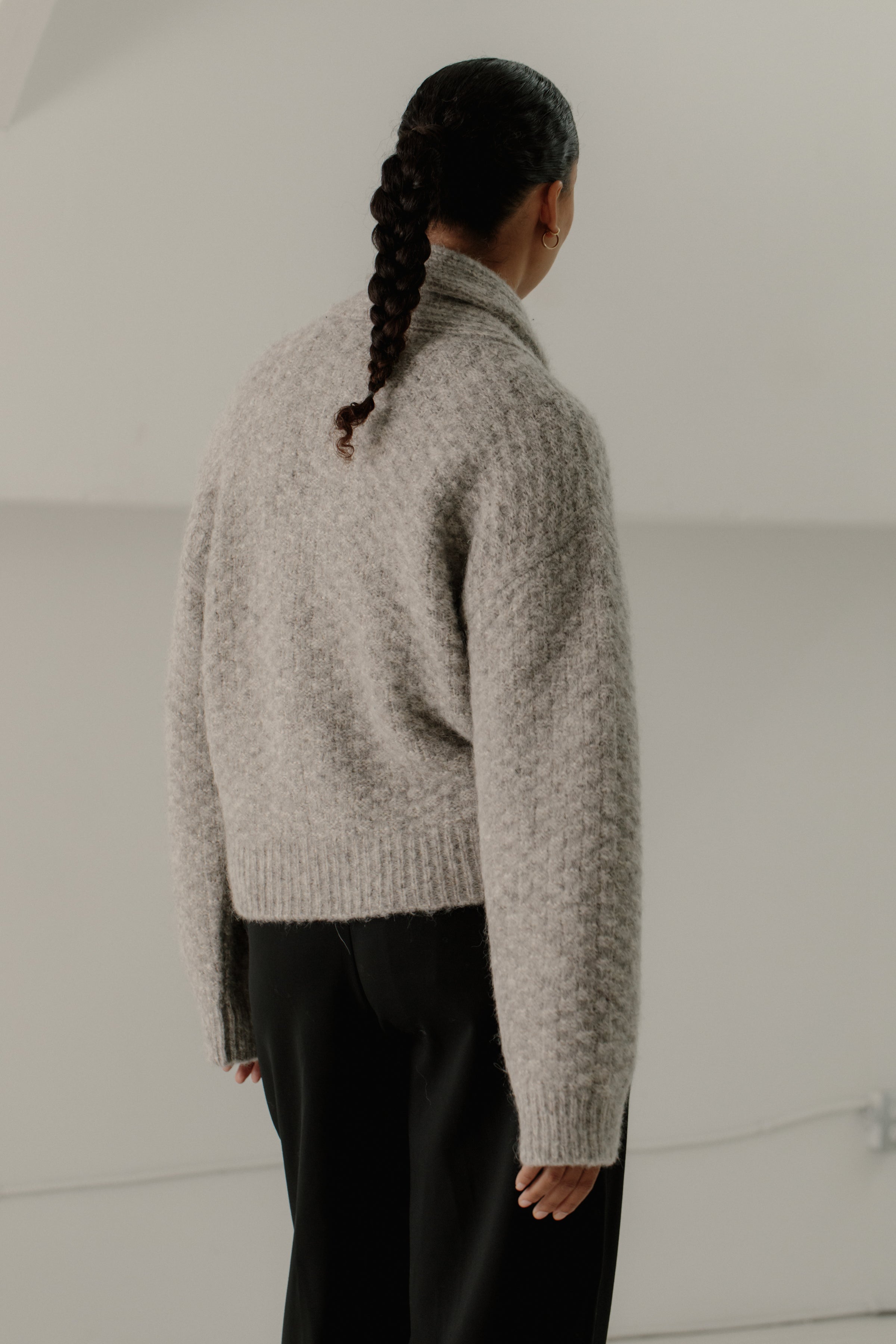 Bare Knitwear Bowen Shawl Cardi / Marble Grey